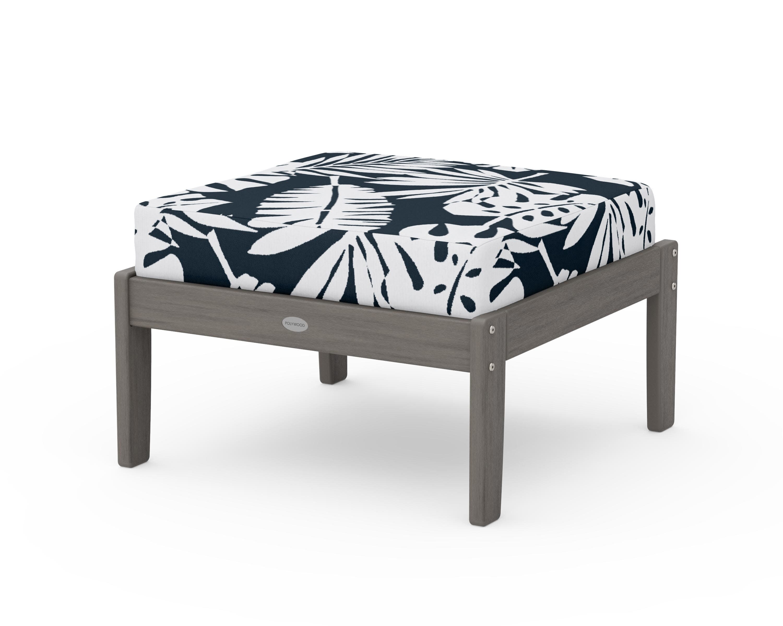 Braxton Deep Seating Ottoman in Driftwood / Leaf Marine Indigo