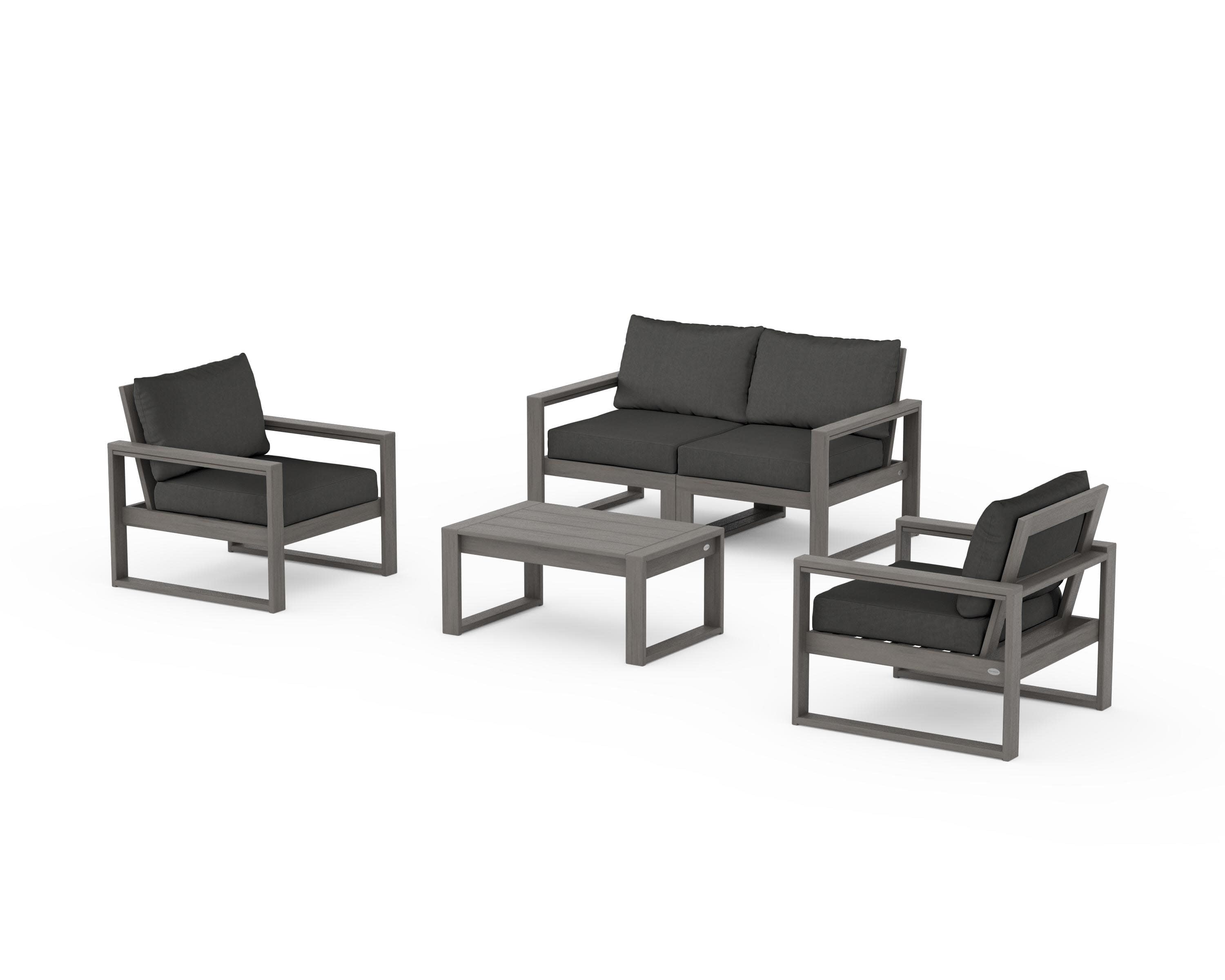 EDGE Sectional 4-Piece Deep Seating Set with Loveseat in Driftwood / Spectrum Carbon