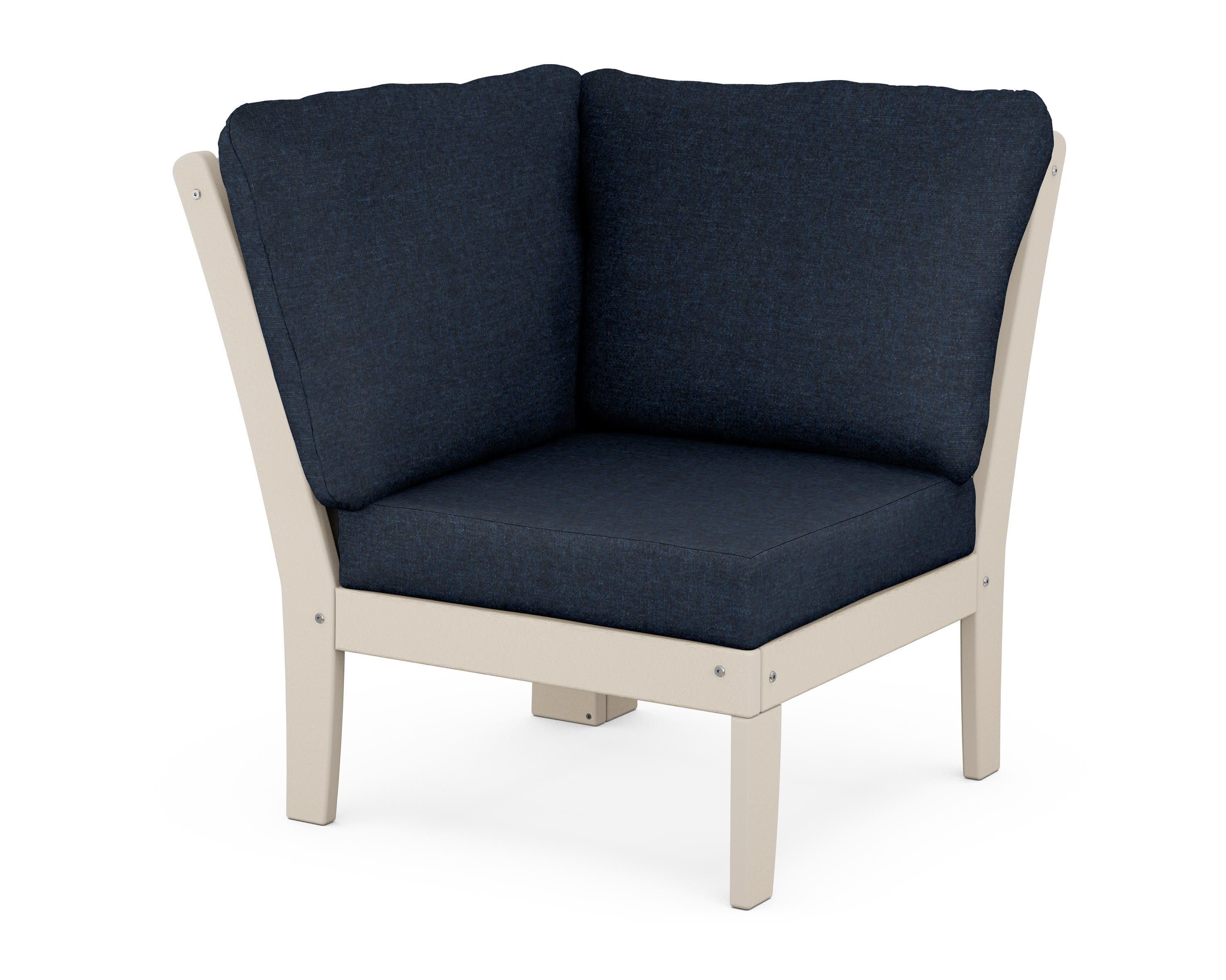 Braxton Modular Corner Chair in Sand / Marine Indigo