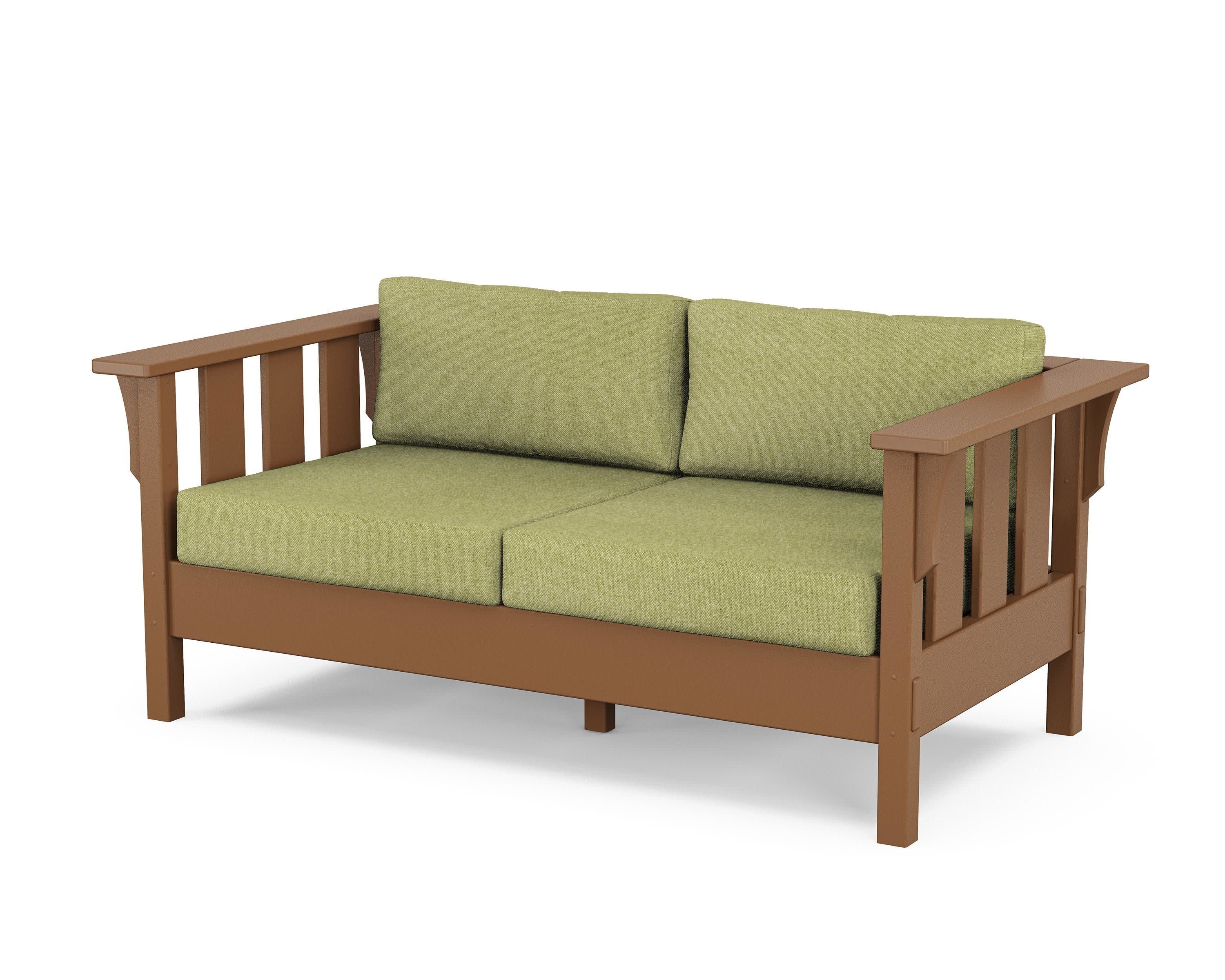 Acadia Deep Seating Loveseat in Teak / Chartreuse Boucle