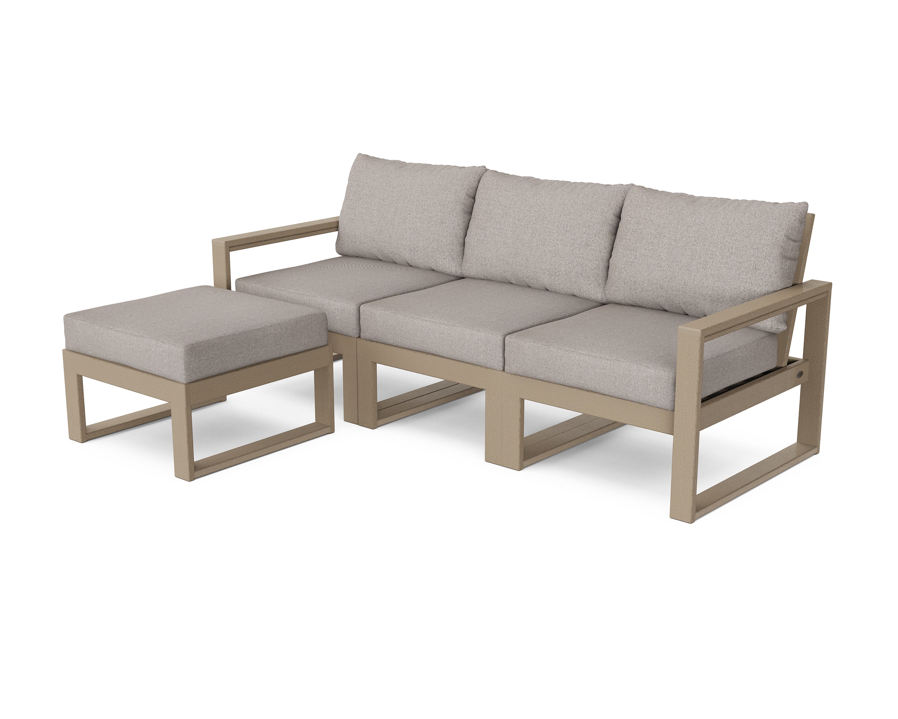 EDGE 4-Piece Modular Deep Seating Set with Ottoman in Vintage Sahara / Weathered Tweed