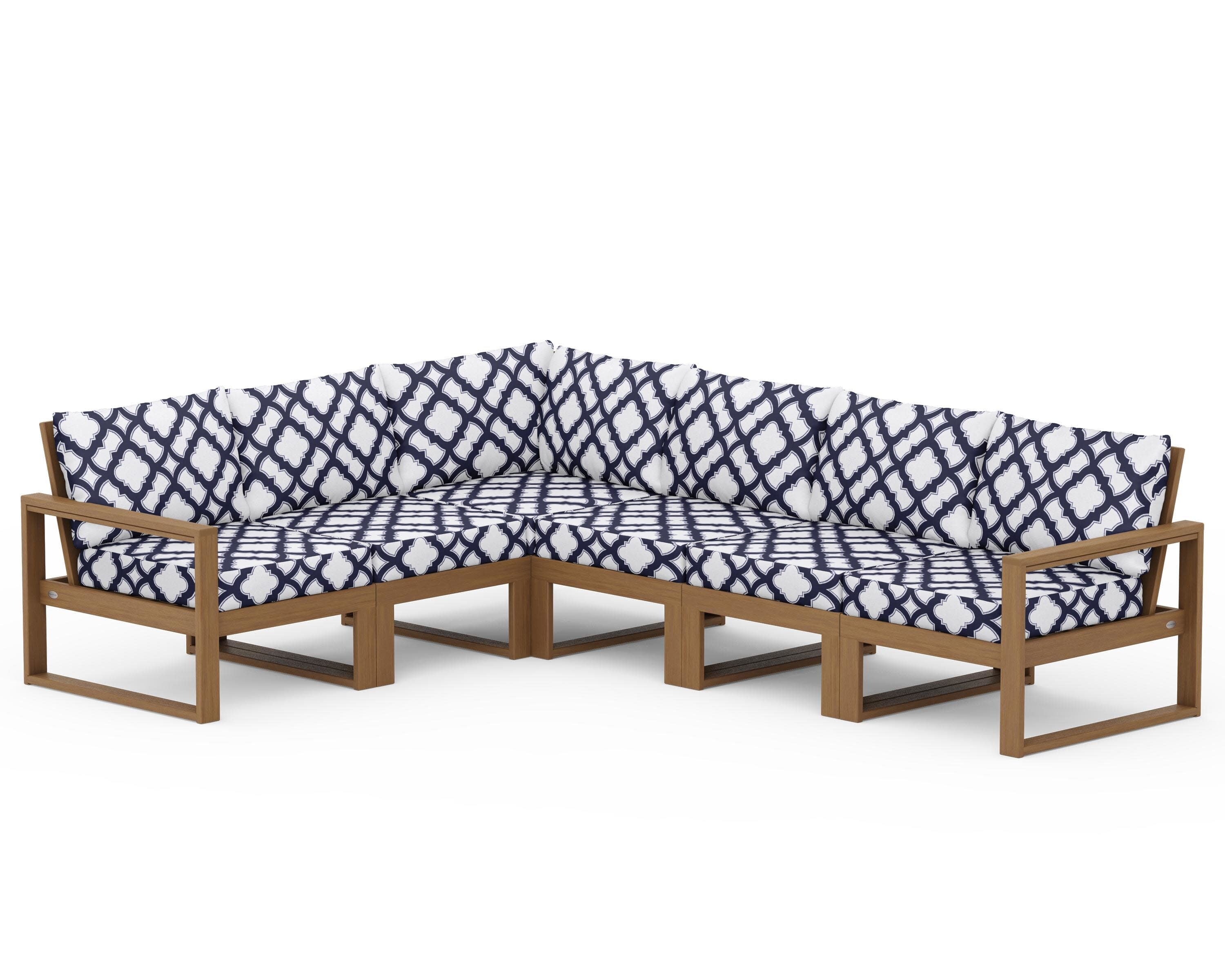 EDGE 6-Piece Modular Deep Seating Set in Natural / Trellis Navy