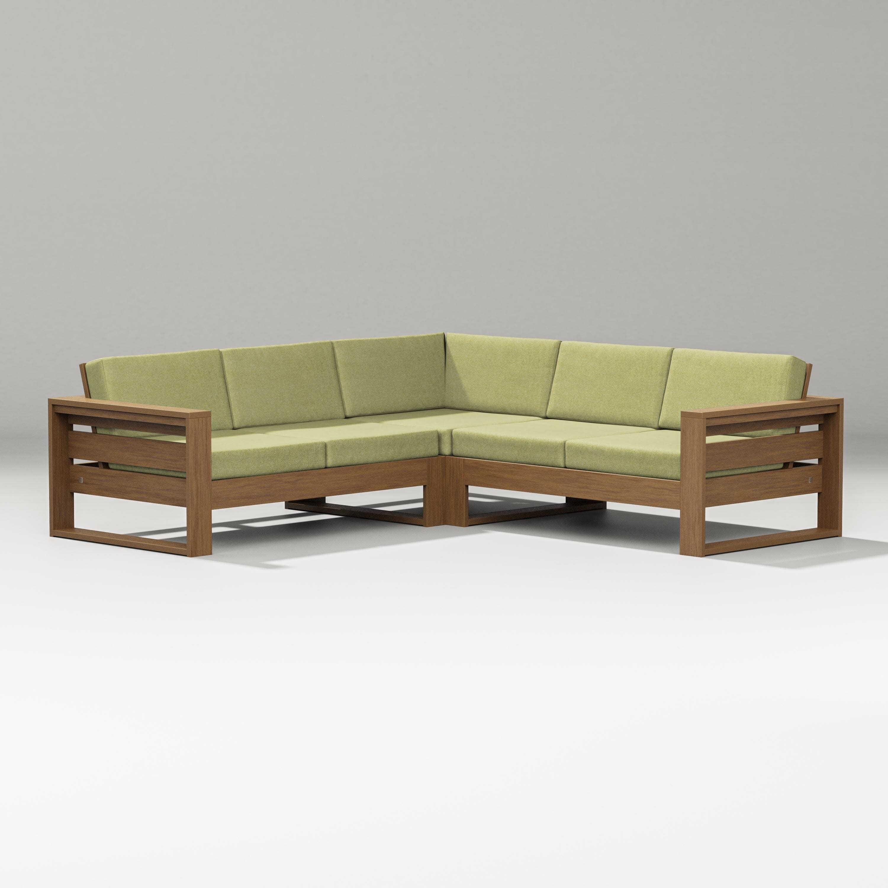 Latitude Corner Sectional in Natural / Chartreuse Boucle