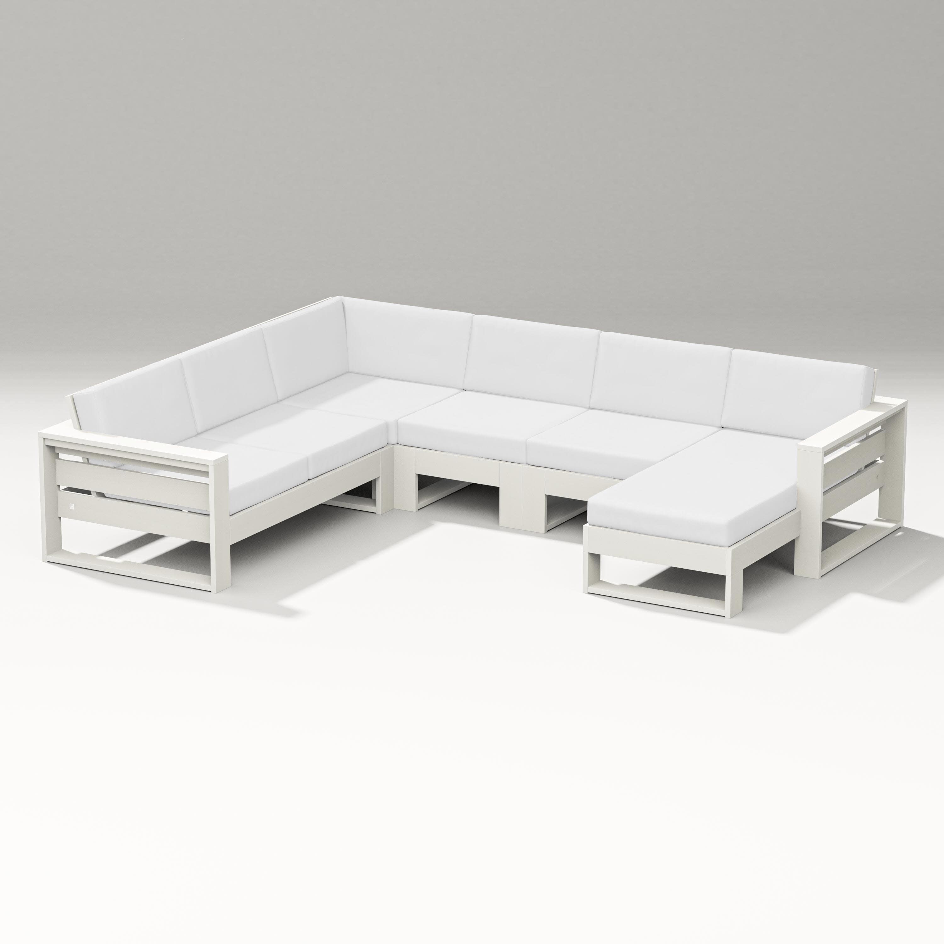 Latitude Corner Sectional with Right Chaise in Vintage White / Natural