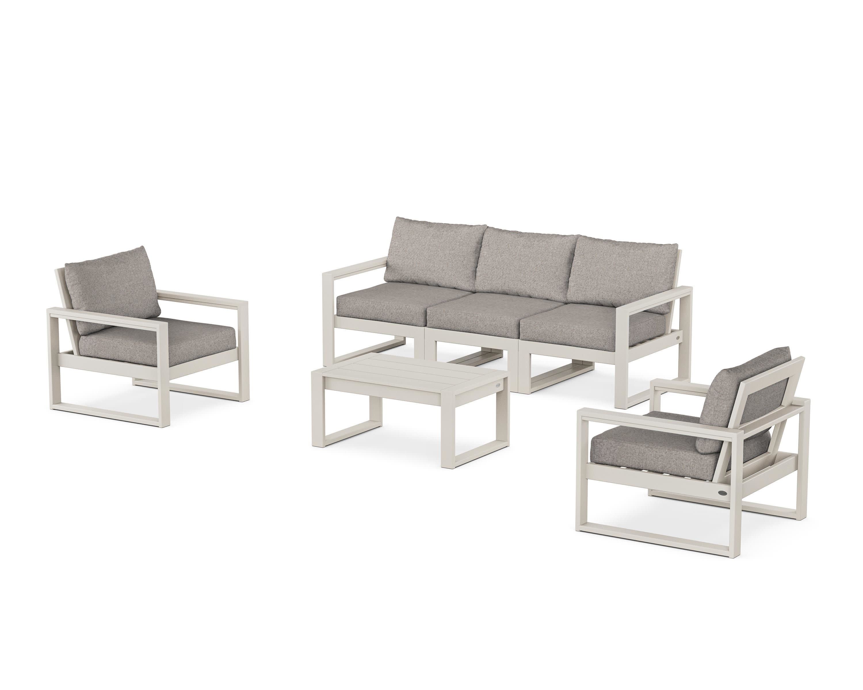 EDGE Sectional 4-Piece Deep Seating Set with Sofa in Sand / Weathered Tweed