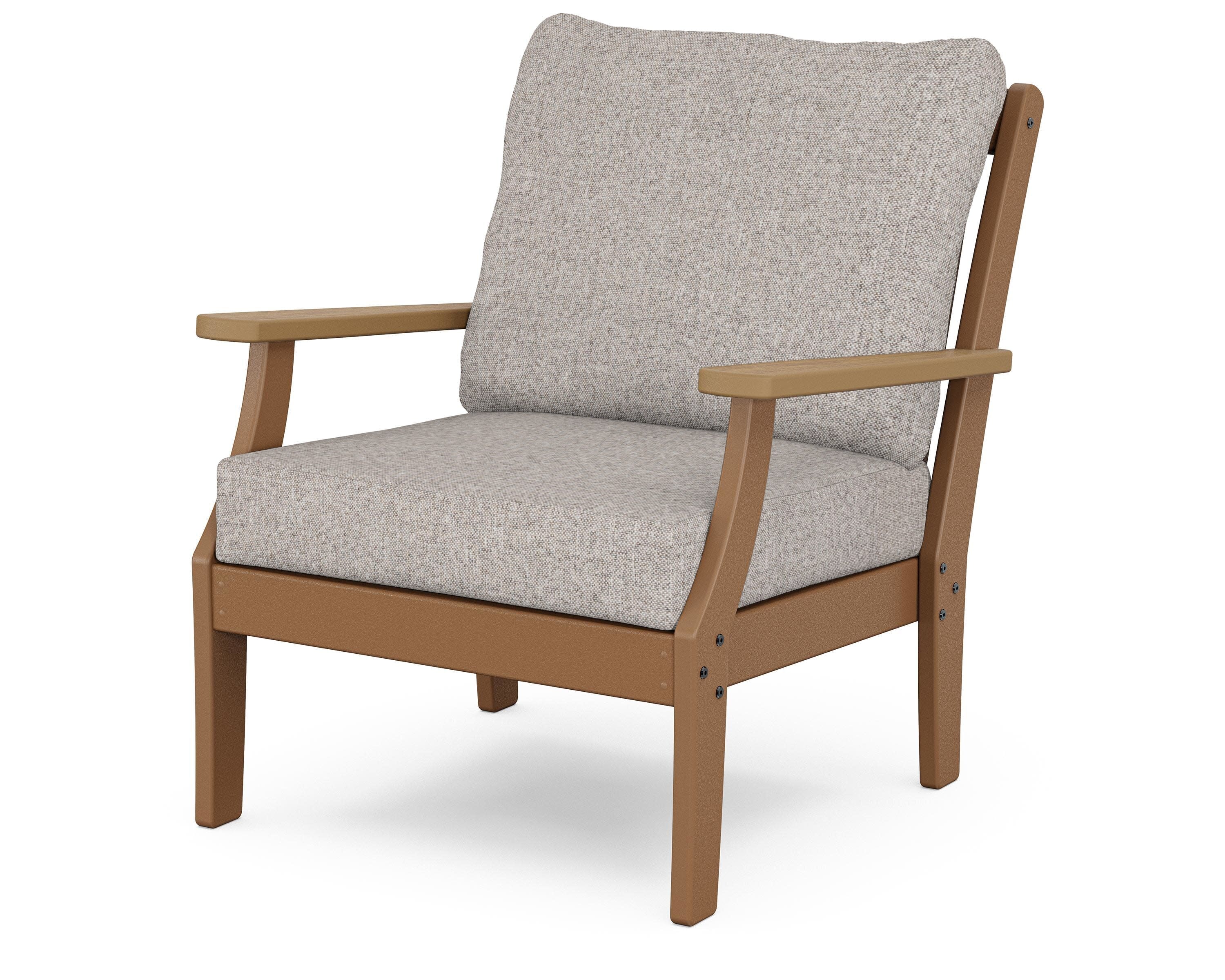 Braxton Deep Seating Chair in Teak / Natural / Weathered Tweed