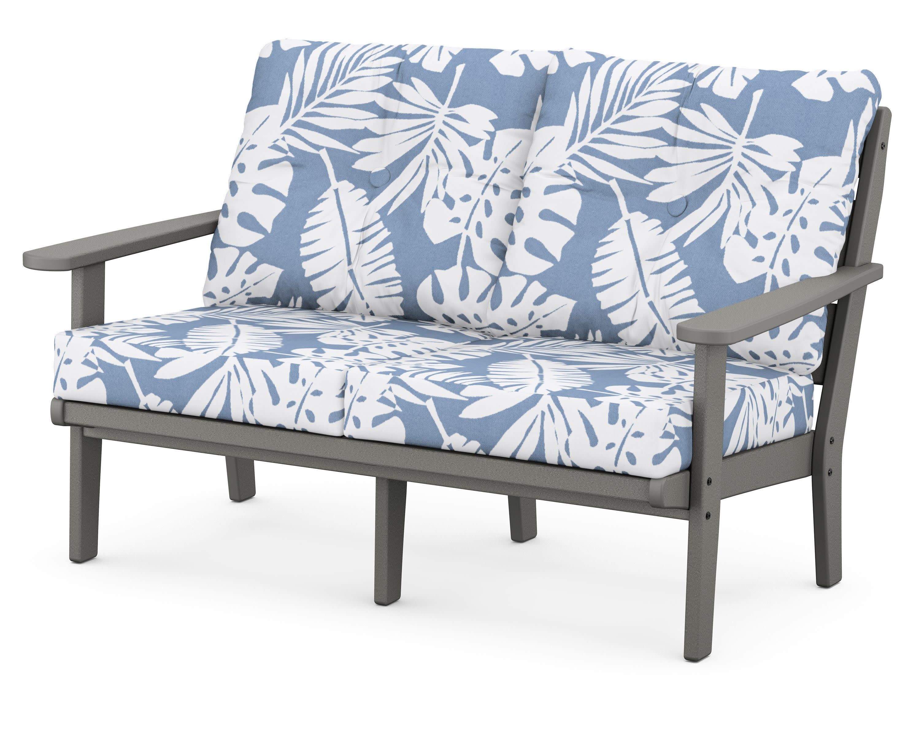 Lakeside Deep Seating Loveseat in Slate Grey / Leaf Sky Blue