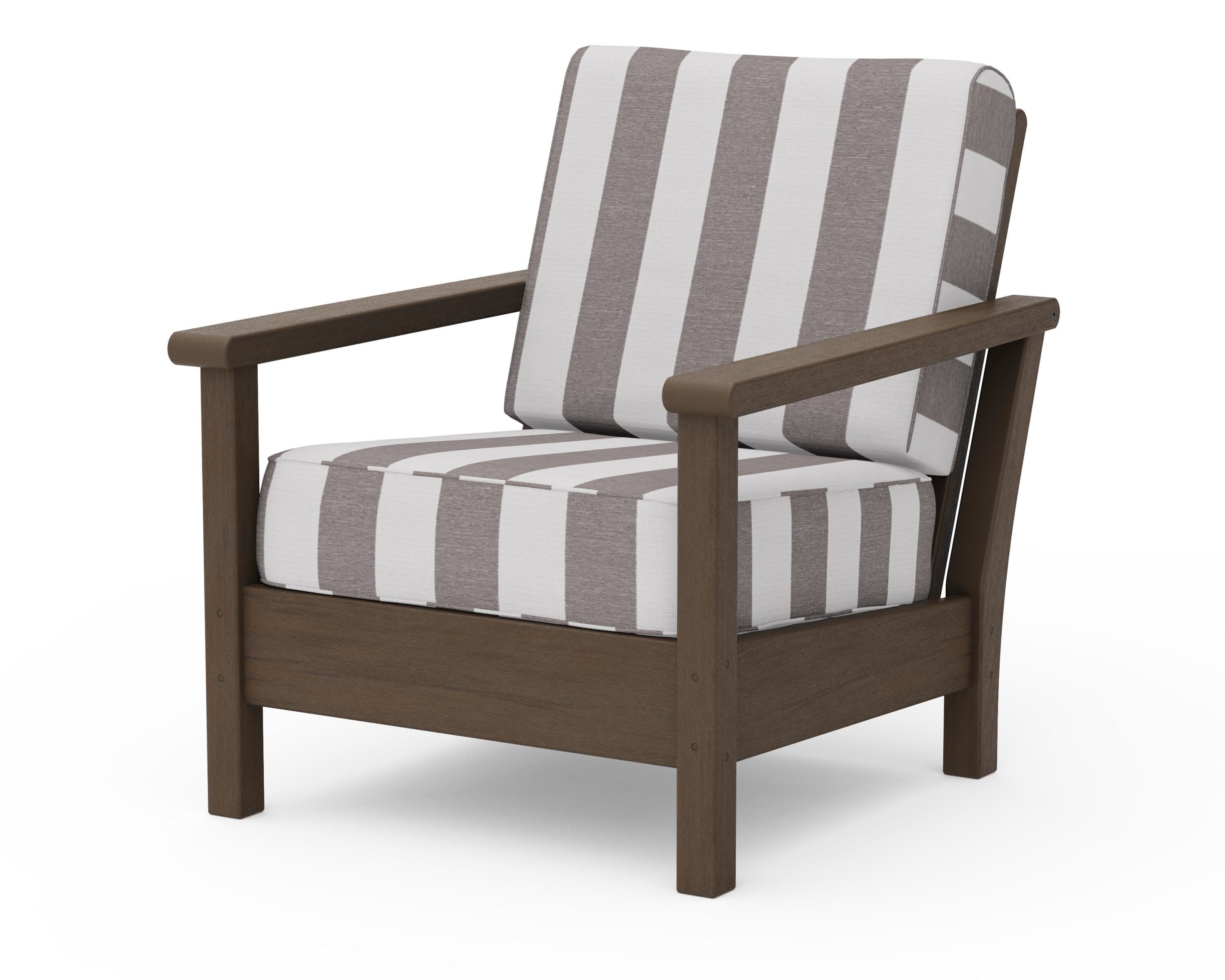 Harbour Deep Seating Chair in Kona / Cabana Stripe Grey Mist