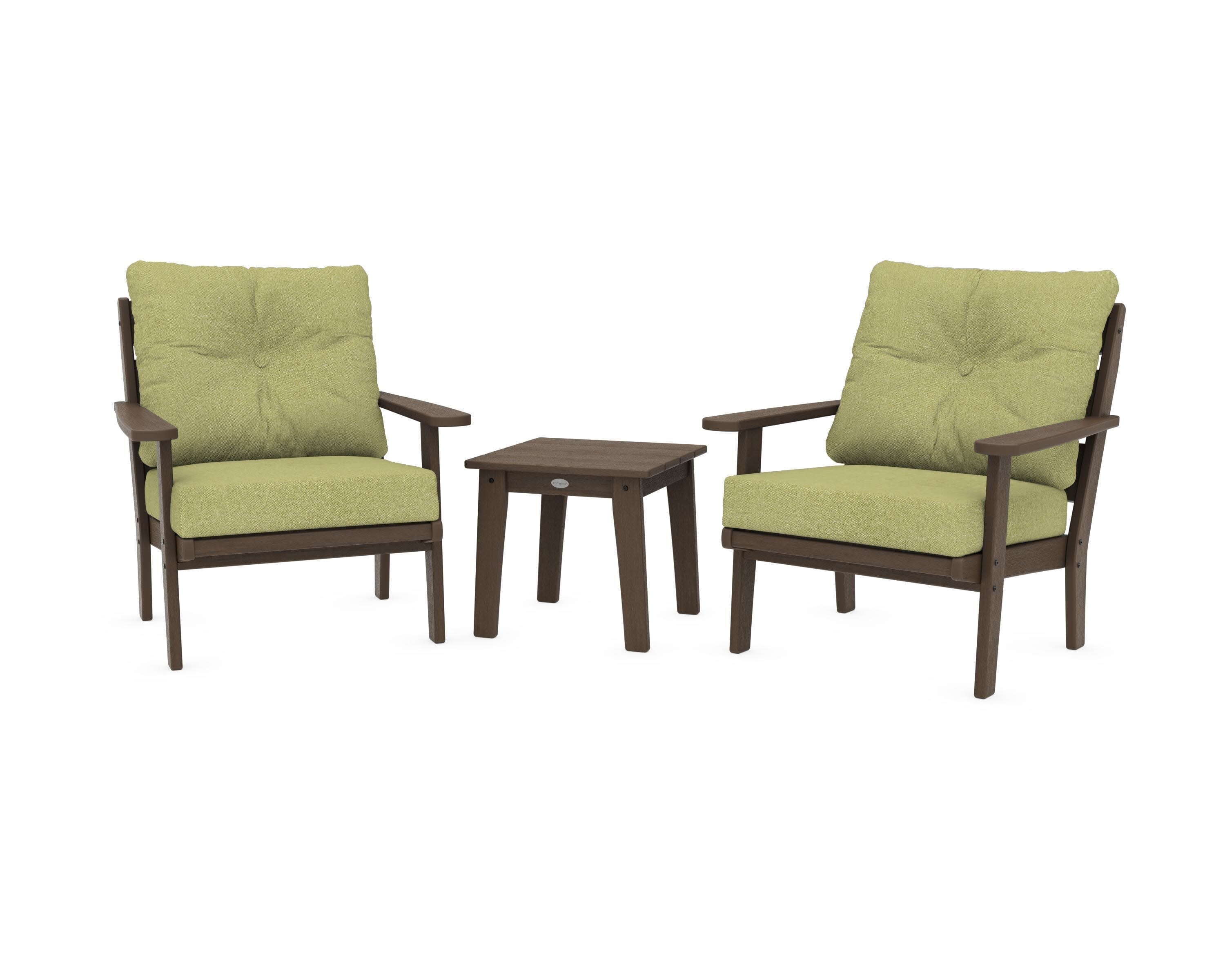 Lakeside 3-Piece Deep Seating Chair Set in Kona / Chartreuse Boucle