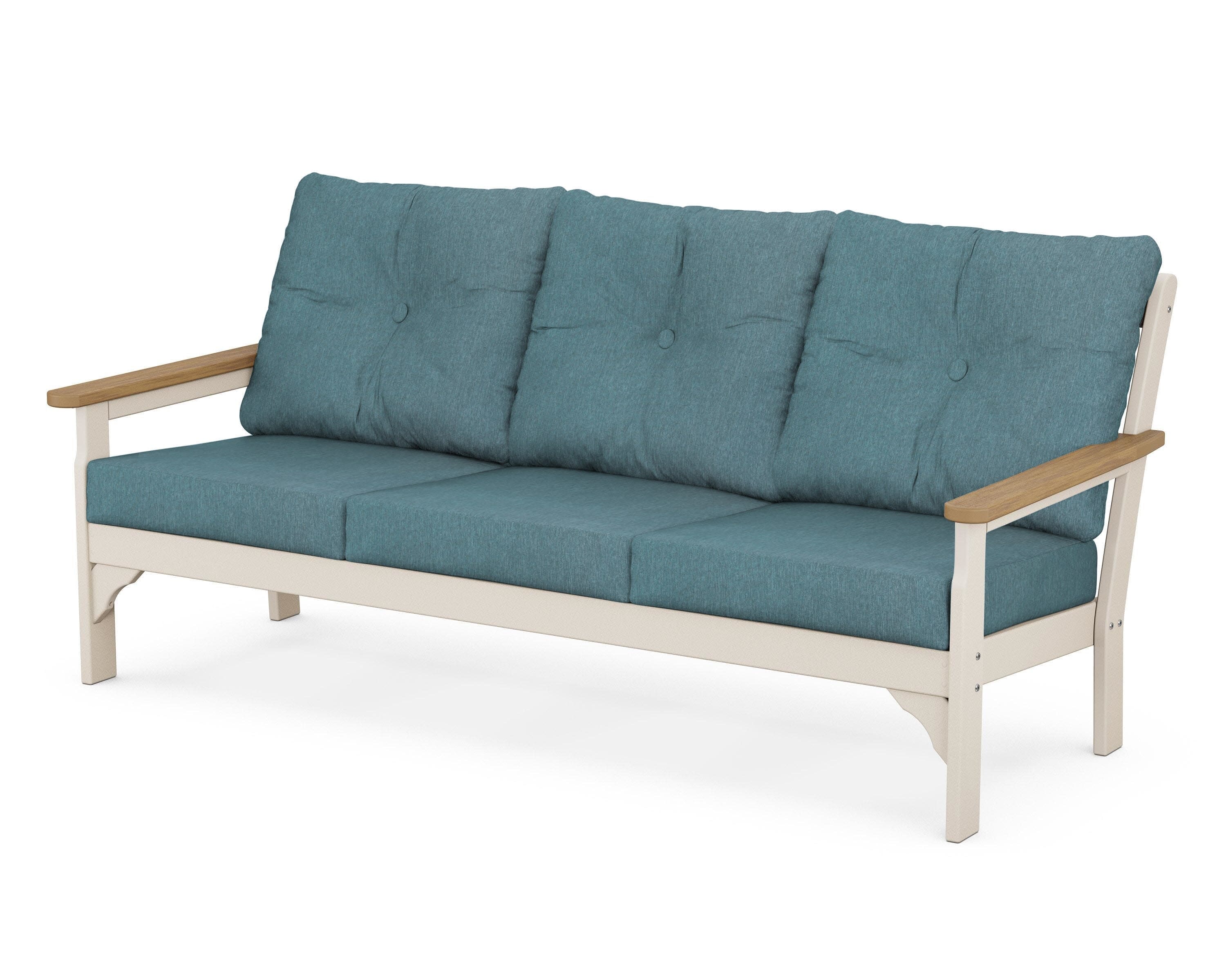 Vineyard Deep Seating Sofa in Sand / Natural / Ocean Teal
