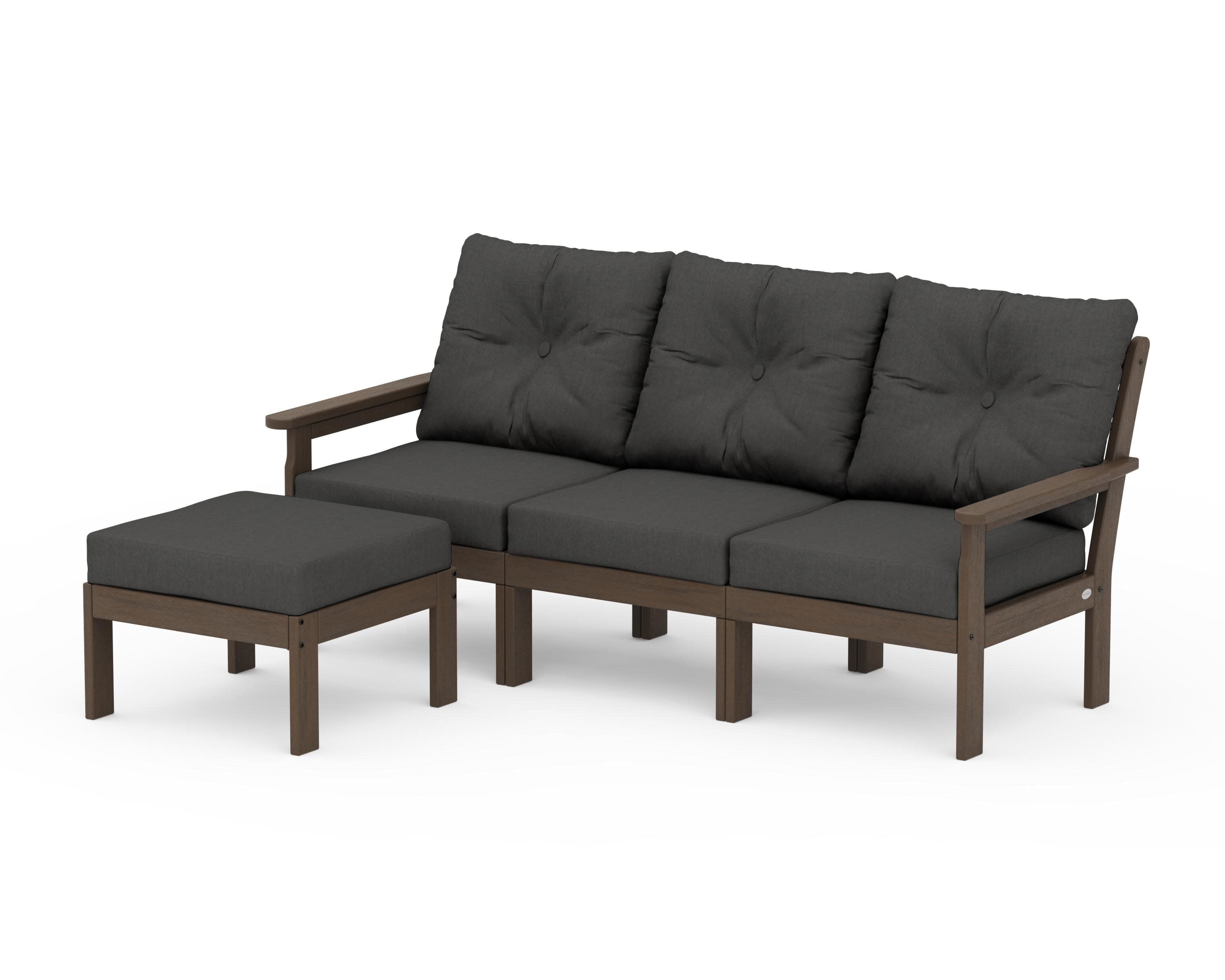 Vineyard 4-Piece Sectional with Ottoman in Kona / Spectrum Carbon