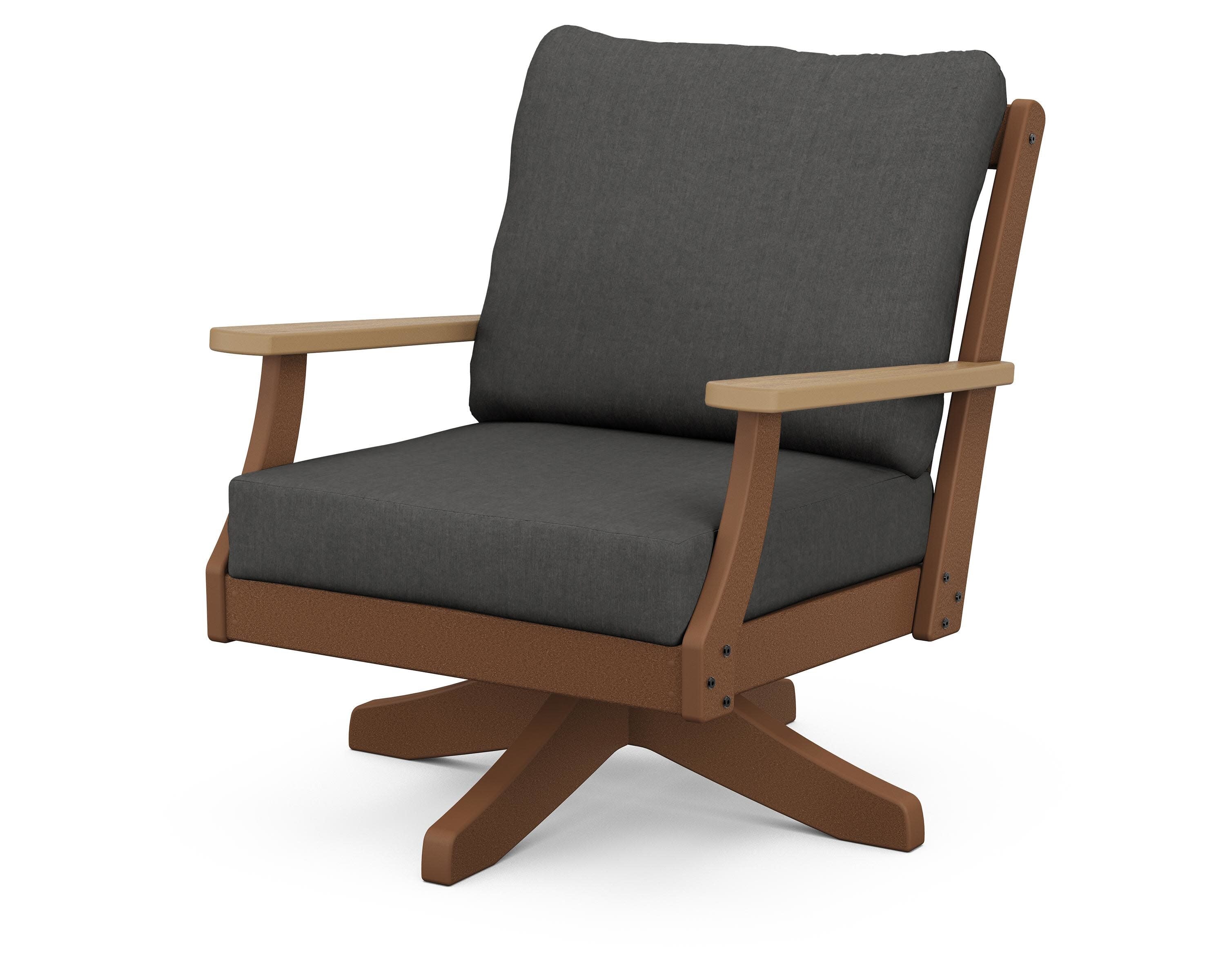Braxton Deep Seating Swivel Chair in Teak / Natural / Spectrum Carbon