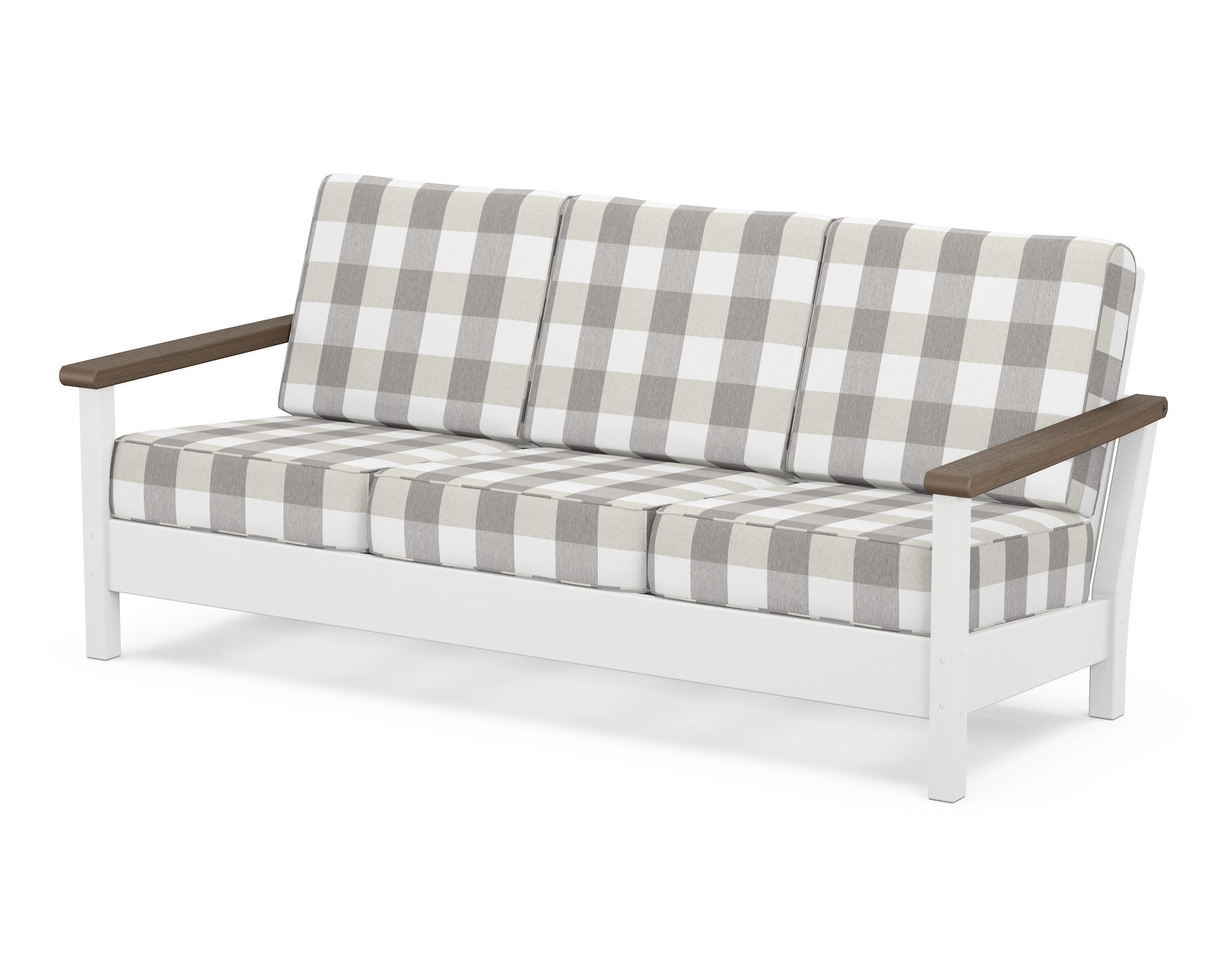 Harbour Deep Seating Sofa in White / Kona / Buffalo Plaid Grey Mist