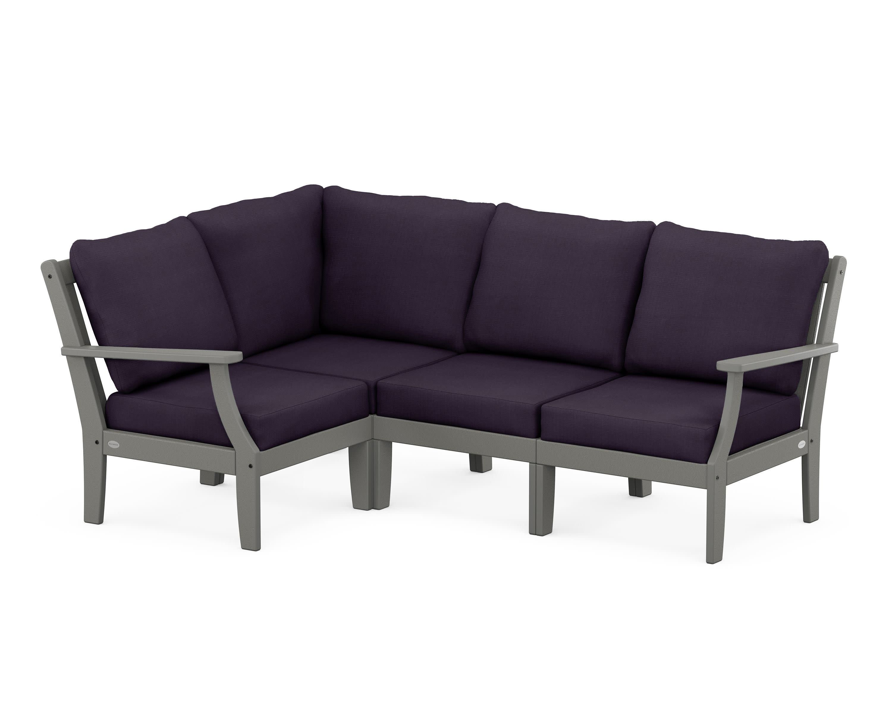 Braxton Modular 4-Piece Deep Seating Set in Slate Grey / Navy Linen
