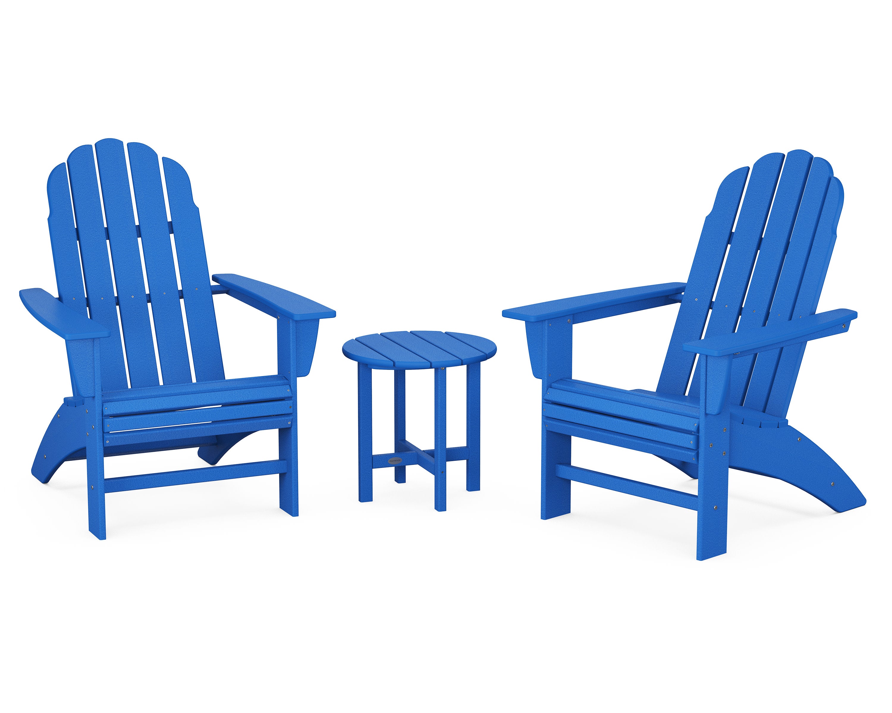 Vineyard 3-Piece Curveback Adirondack Set in Pacific Blue