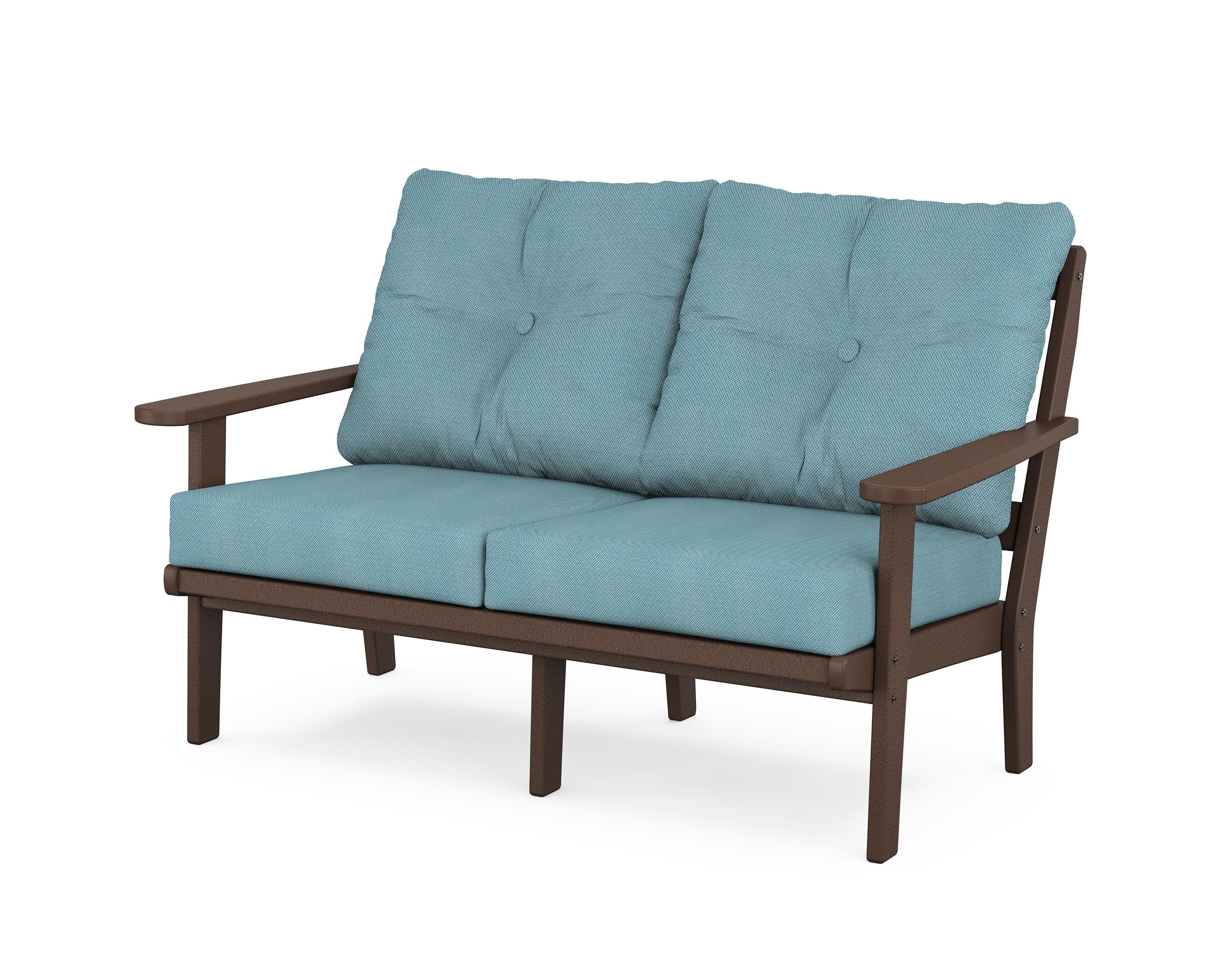 Mission Deep SeatingLoveseat in Mahogany / Lattice Sky Blue