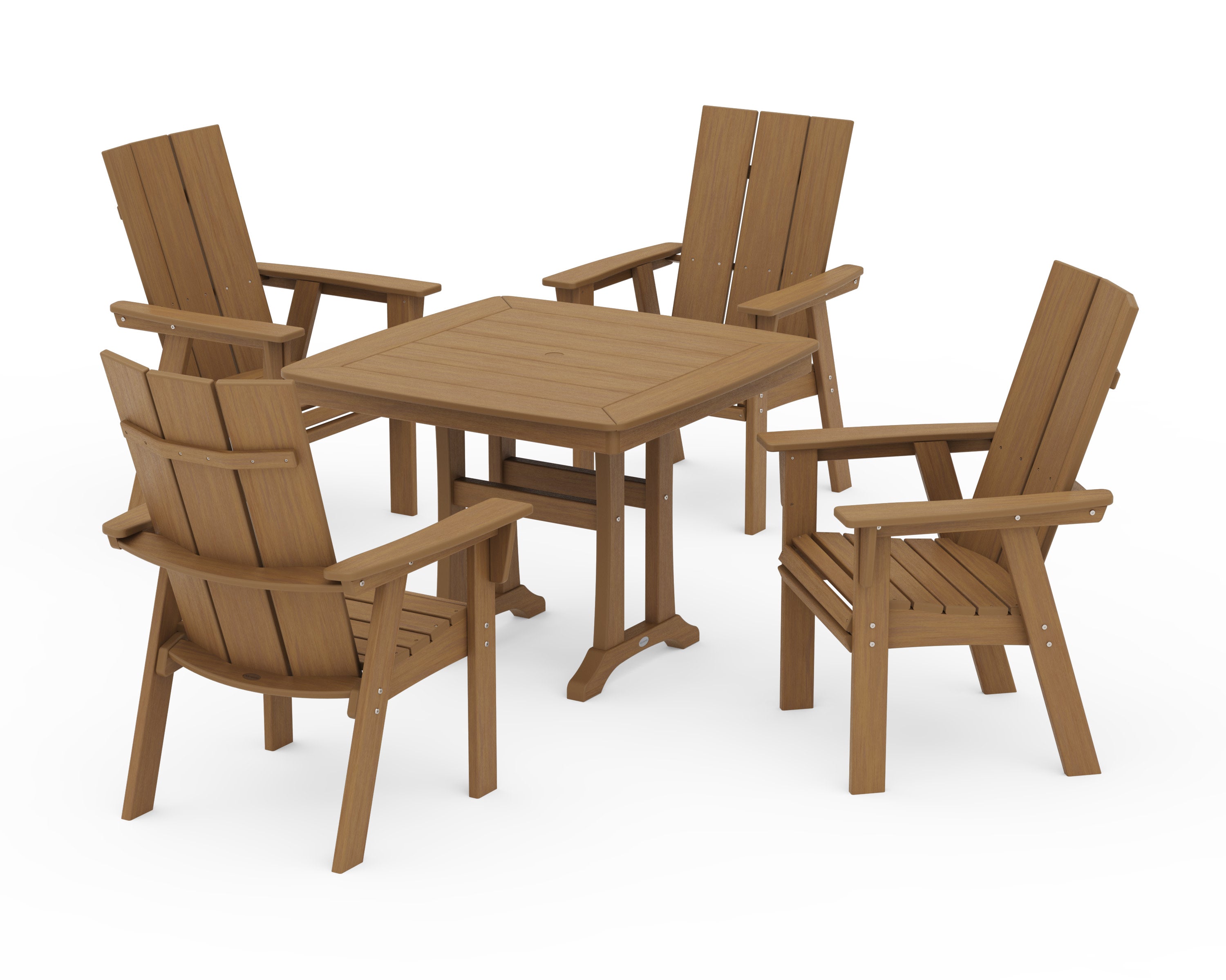 Modern Adirondack 5-Piece Dining Set with Trestle Legs in Natural