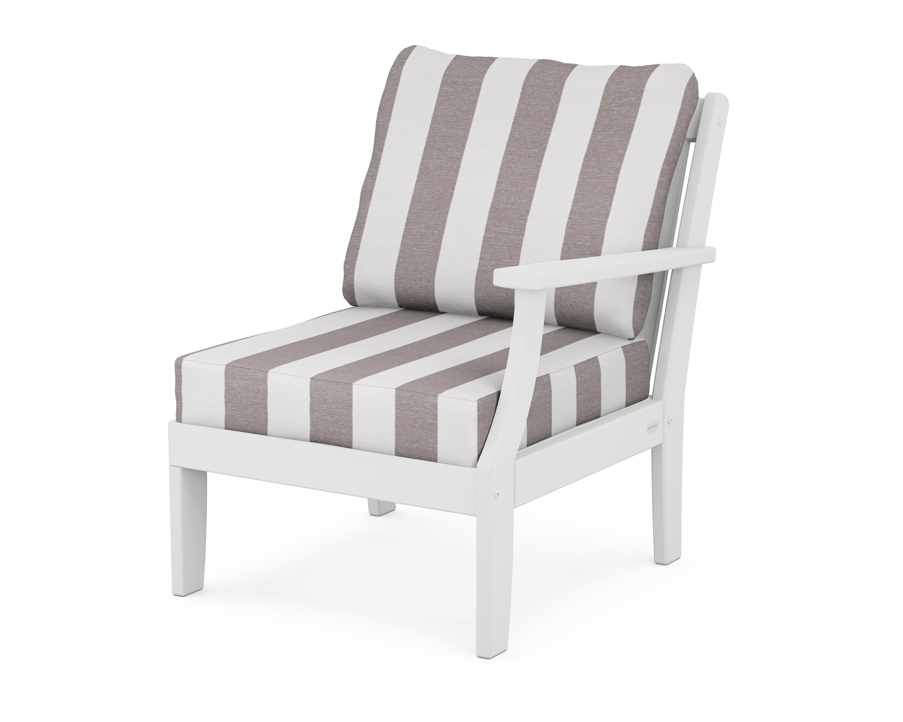 Braxton Modular Right Arm Chair in White / Cabana Stripe Grey Mist