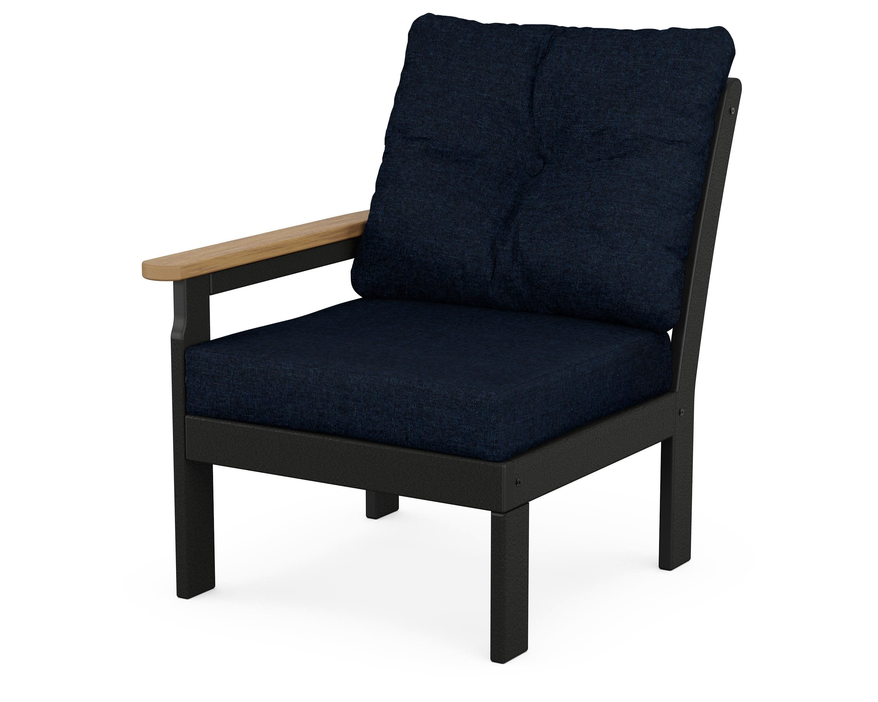 Vineyard Modular Left Arm Chair in Black / Natural / Marine Indigo