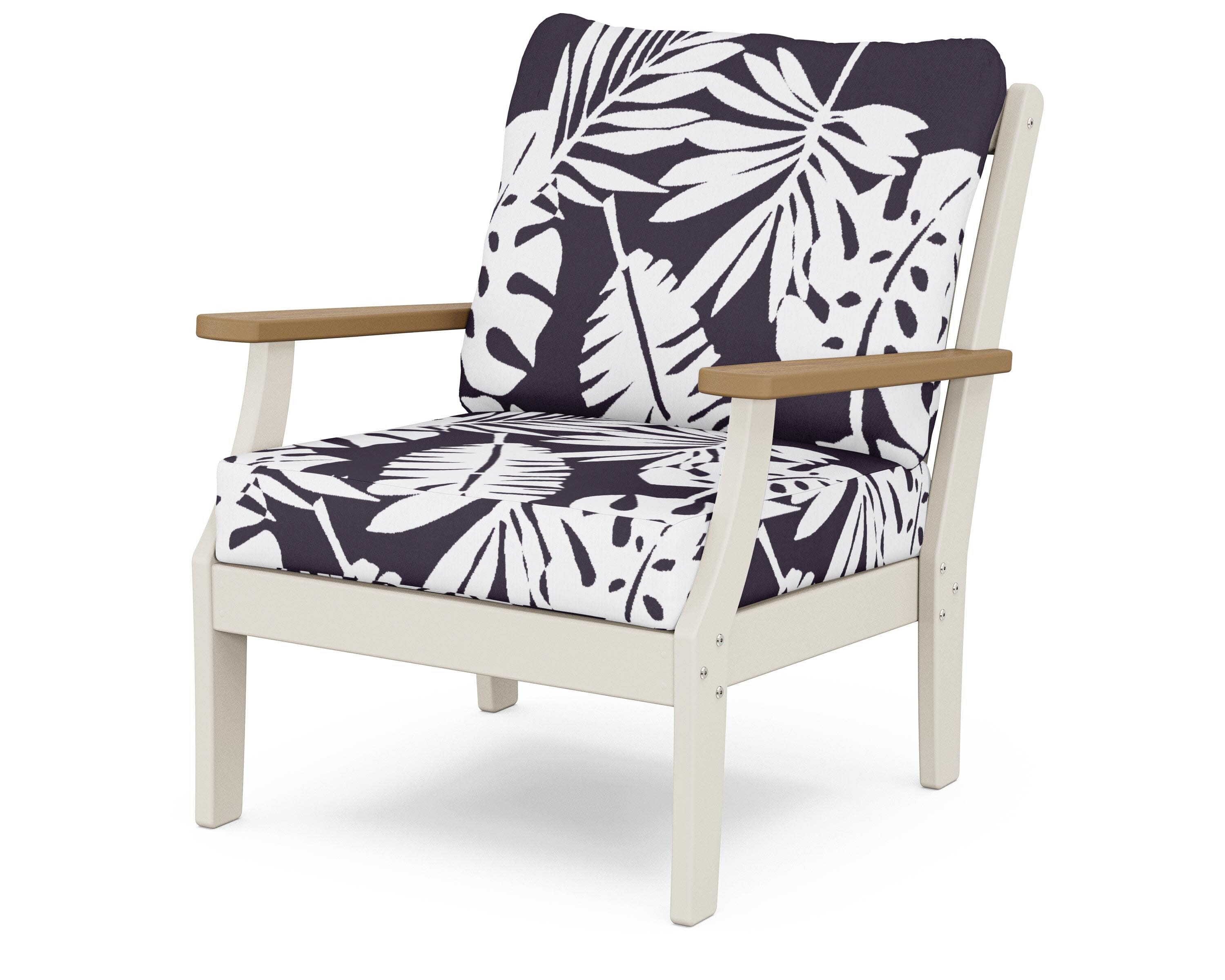 Braxton Deep Seating Chair in Sand / Natural / Leaf Navy
