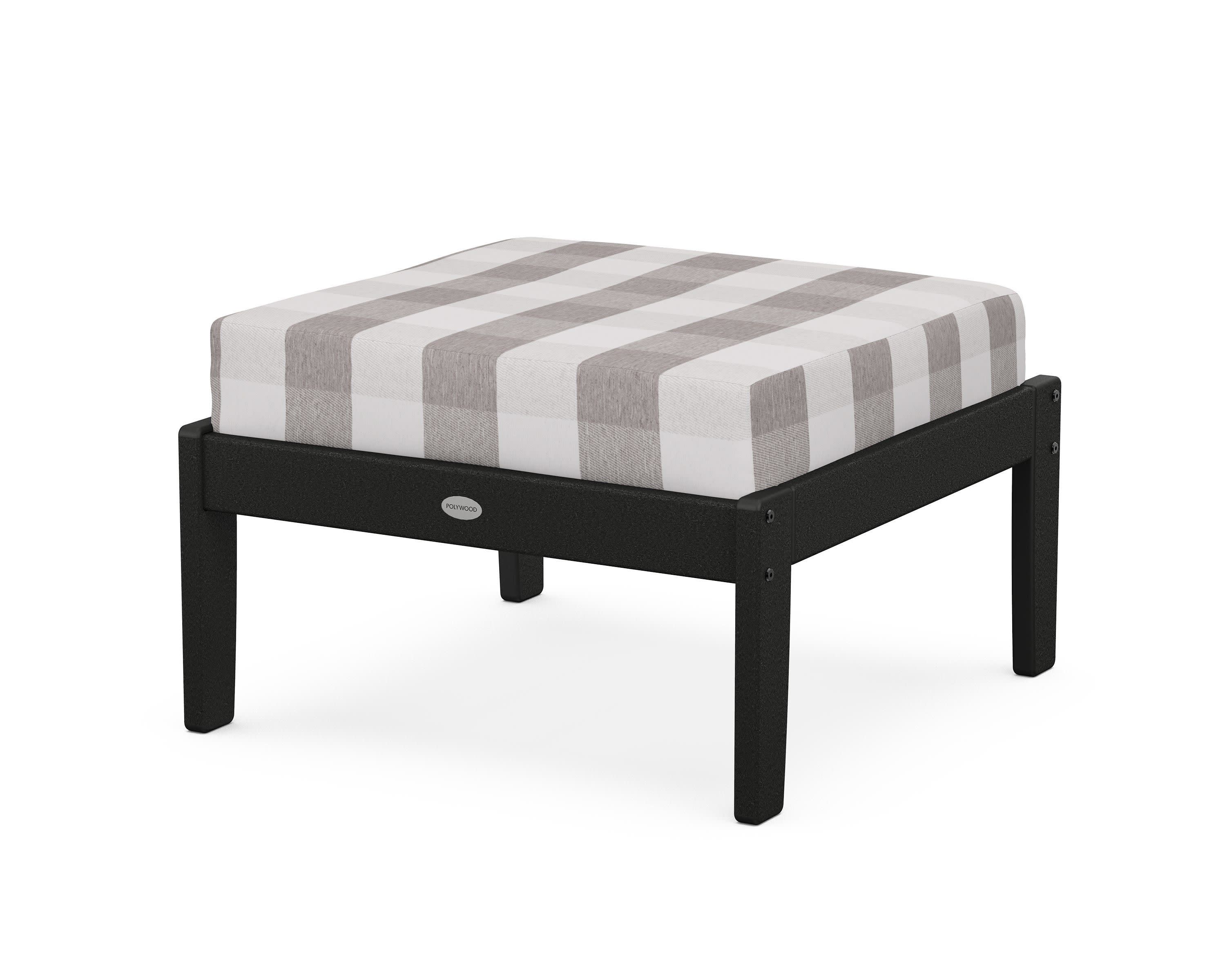 Braxton Deep Seating Ottoman in Black / Buffalo Plaid Grey Mist