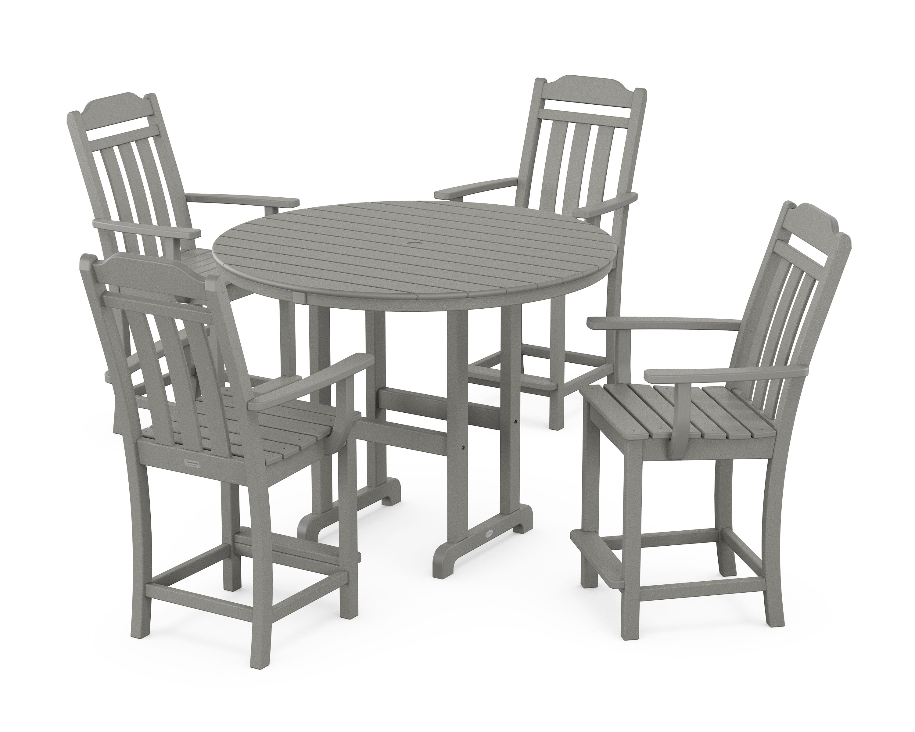 Cottage 5-Piece Round Farmhouse Counter Set in Slate Grey