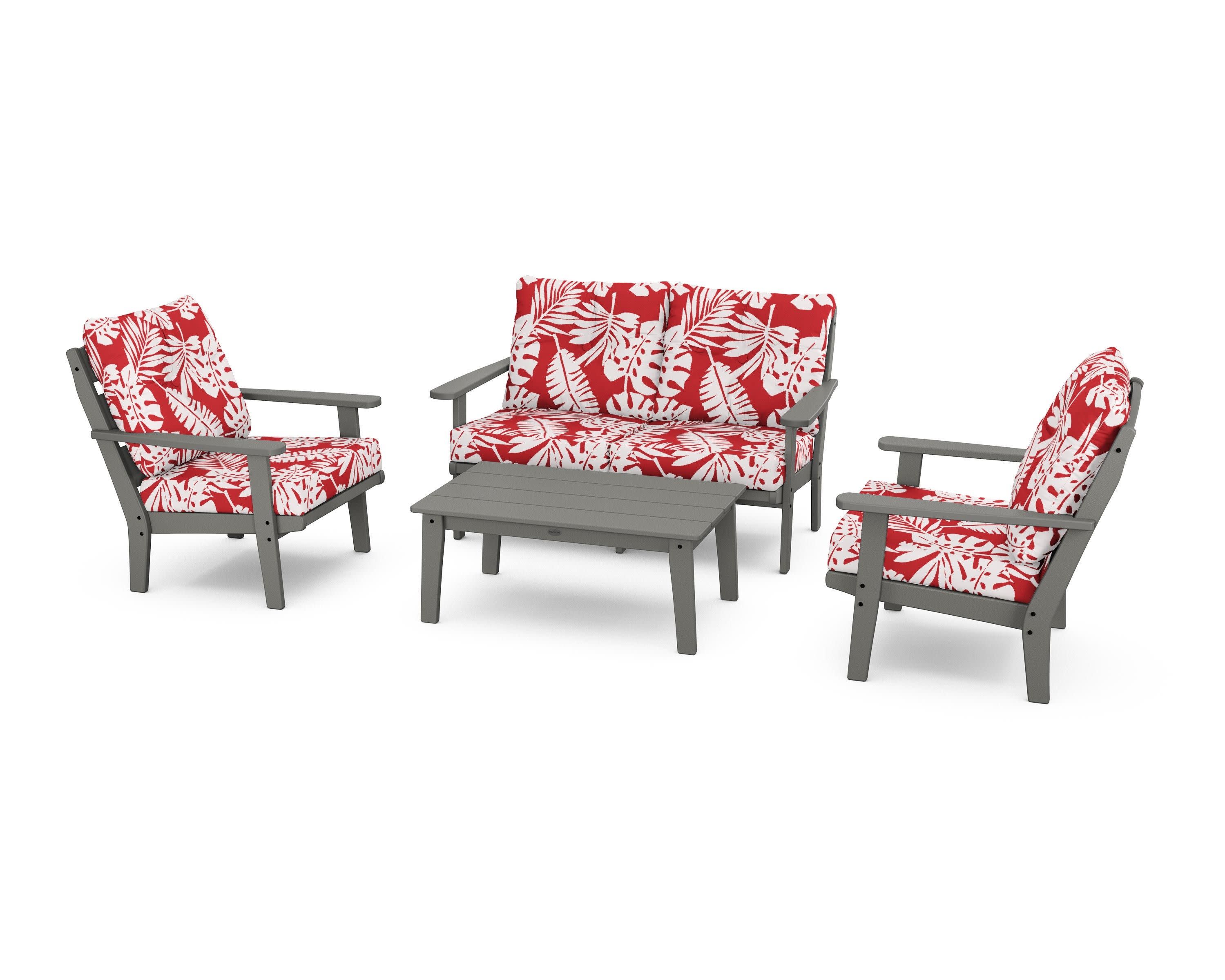Lakeside 4-Piece Deep Seating Set in Slate Grey / Leaf Crimson