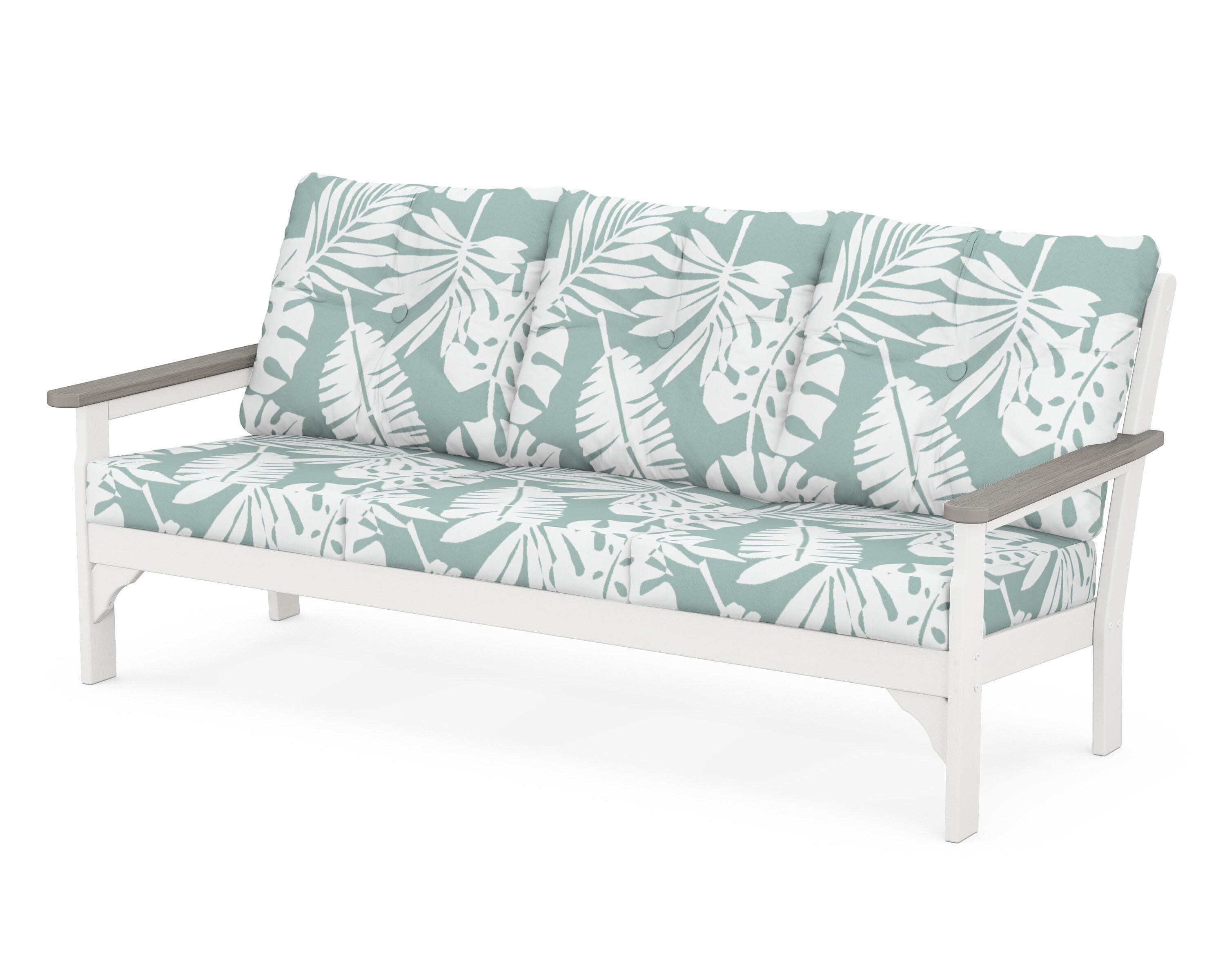 Vineyard Deep Seating Sofa in White / Driftwood / Leaf Glacier Spa