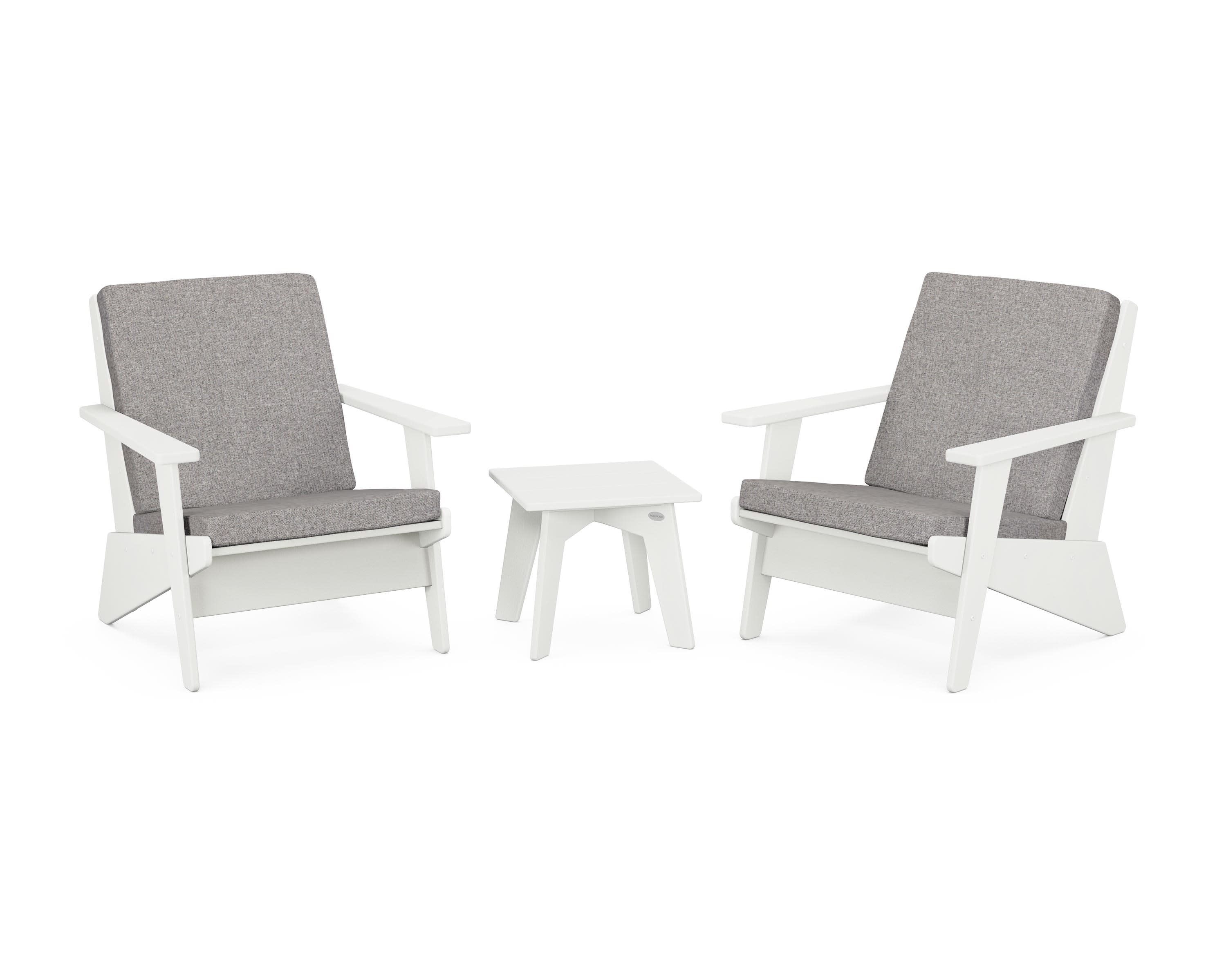 Riviera Modern Lounge 3-Piece Set in Vintage White / Grey Mist