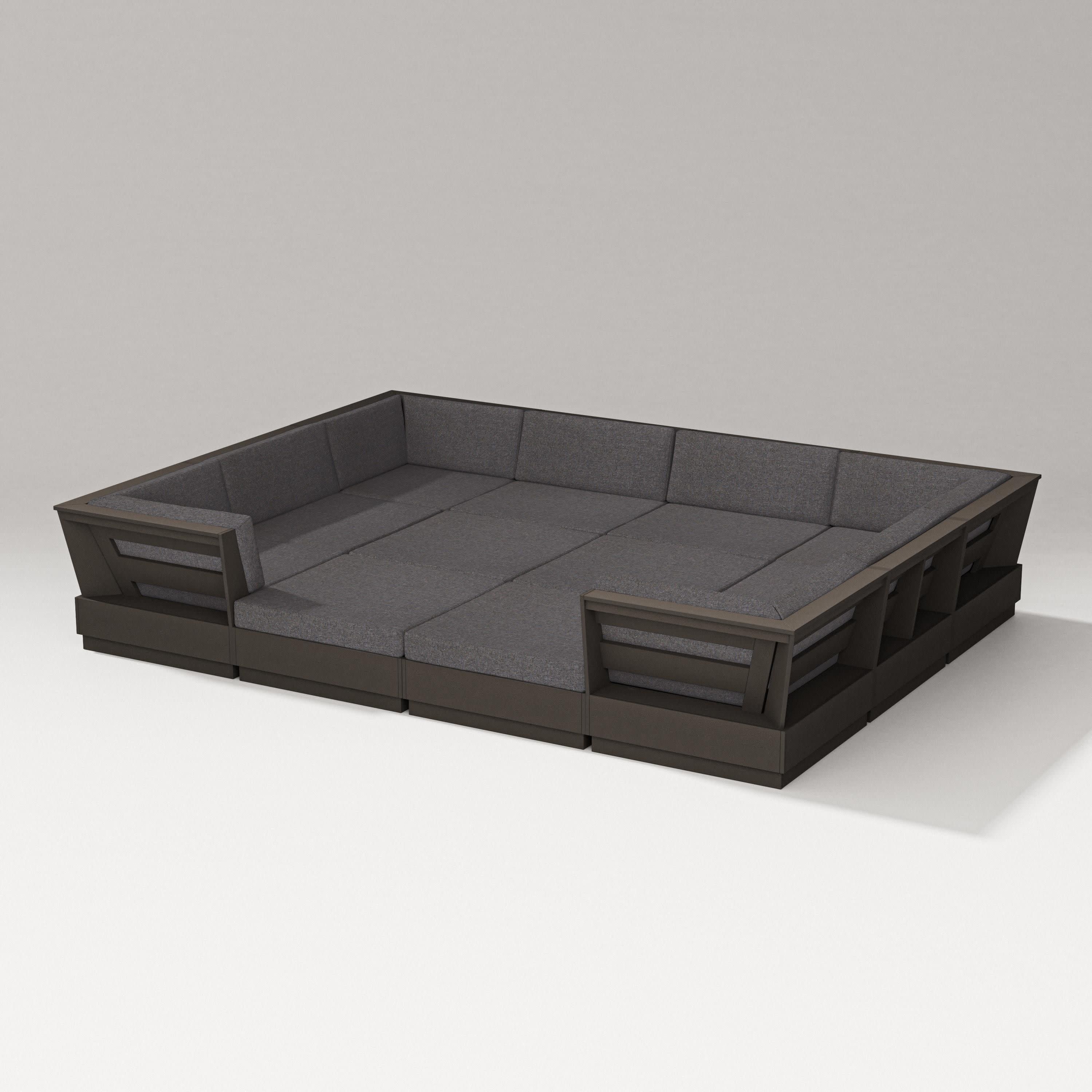 Elevate 12-Piece Pit Sectional in Vintage Coffee / Ash Charcoal