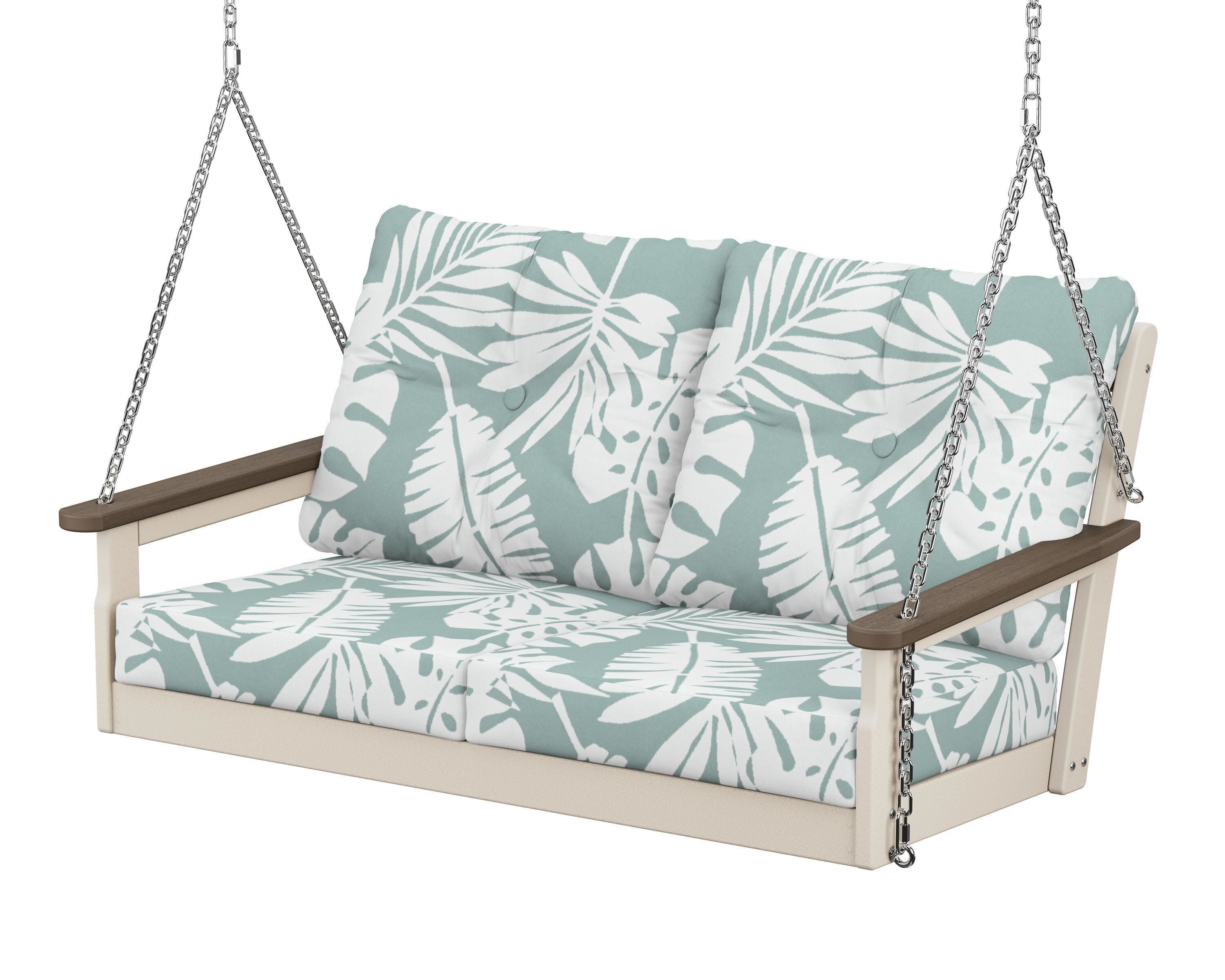 Vineyard Deep Seating Swing in Sand / Kona / Leaf Glacier Spa
