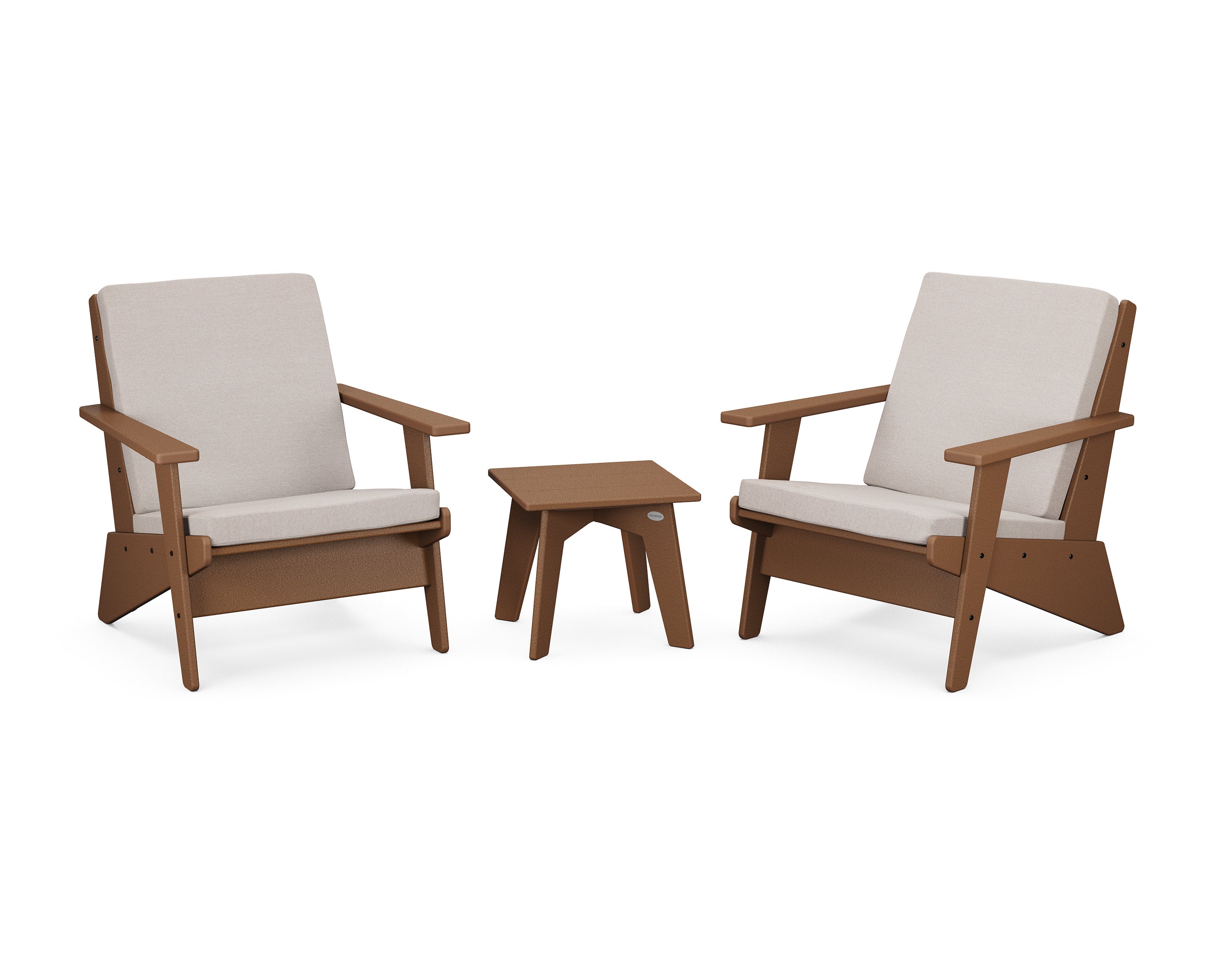 Riviera Modern Lounge 3-Piece Set in Teak / Dune Burlap