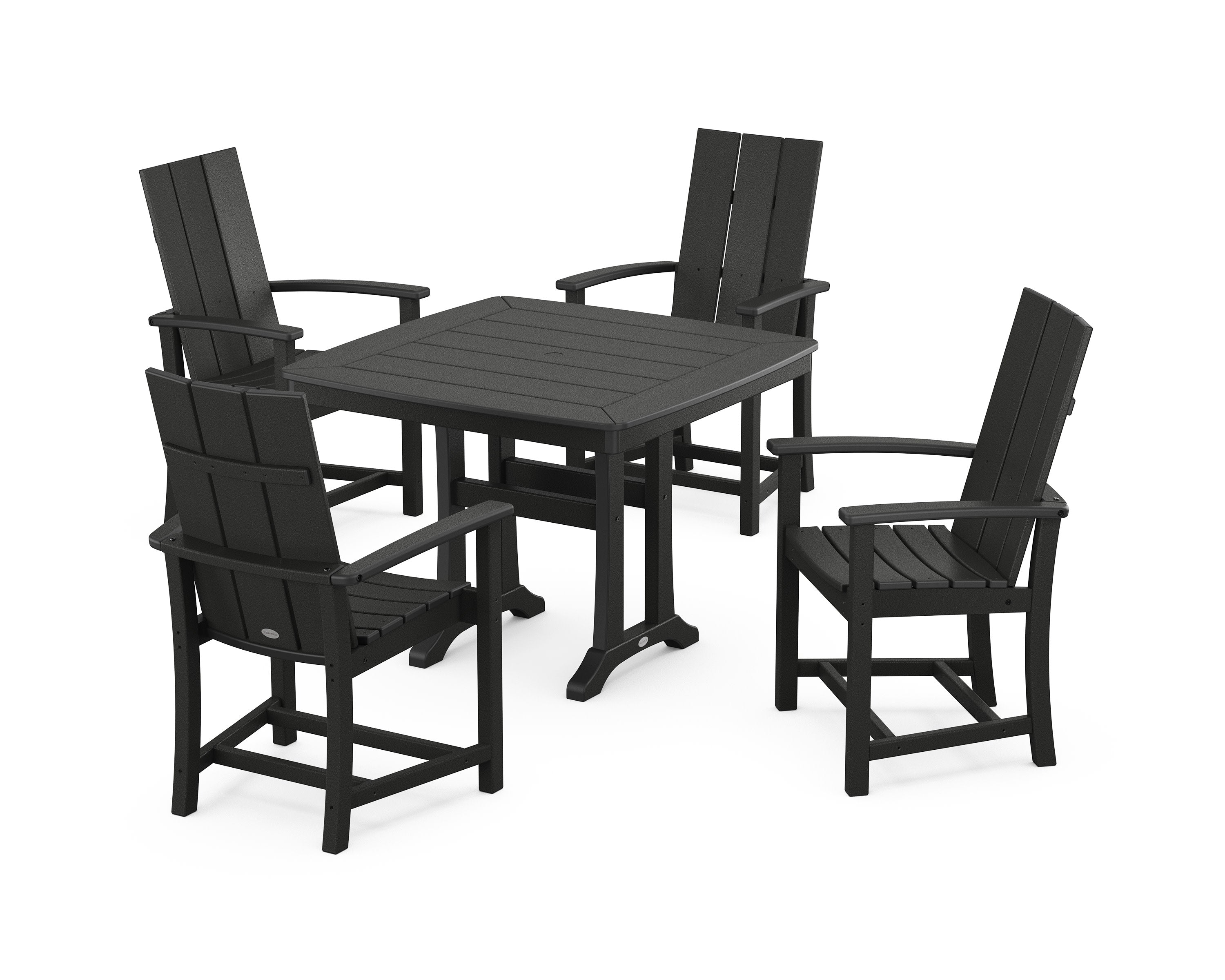Modern Adirondack 5-Piece Dining Set with Trestle Legs in Black