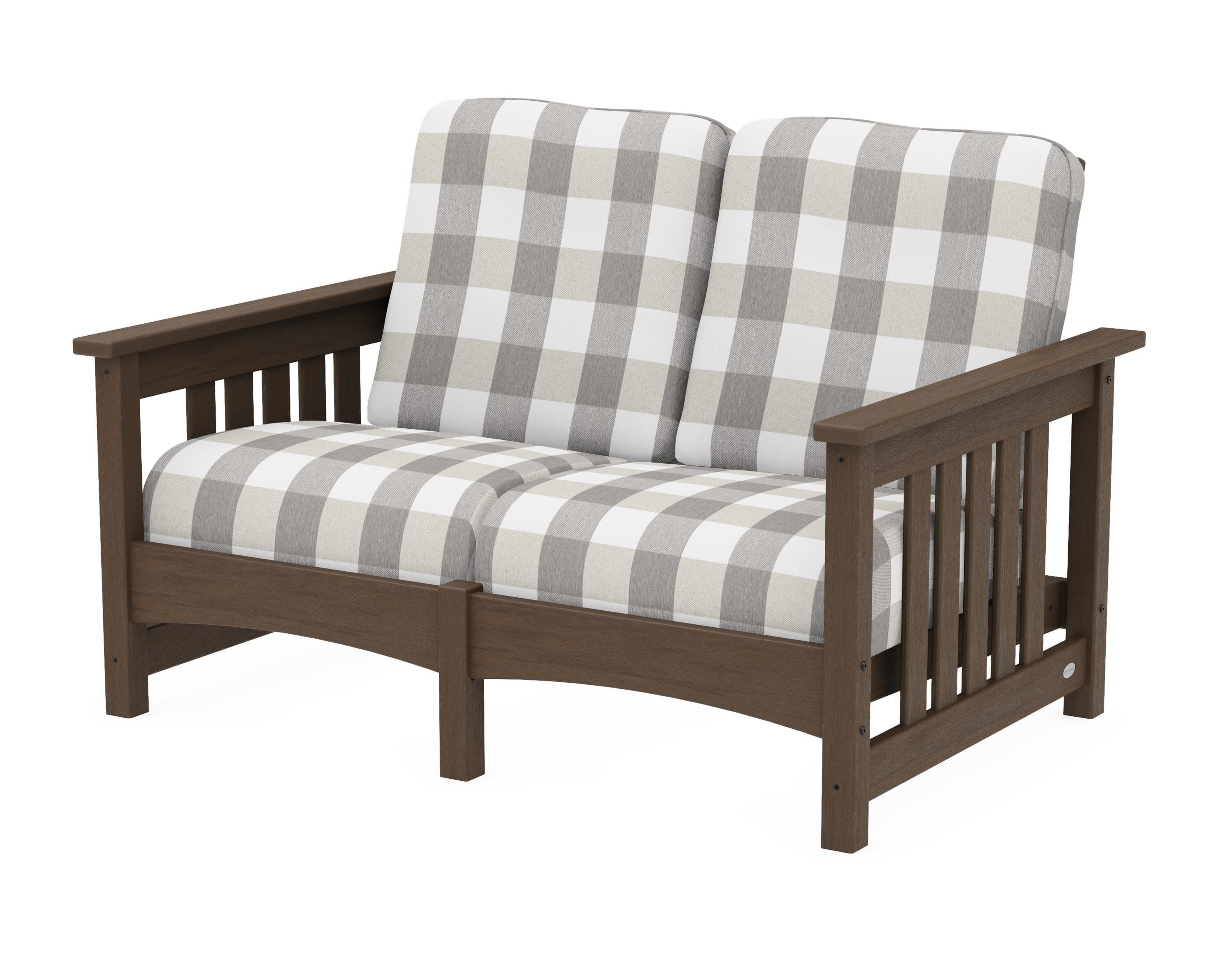 Club Mission Loveseat in Kona / Buffalo Plaid Grey Mist