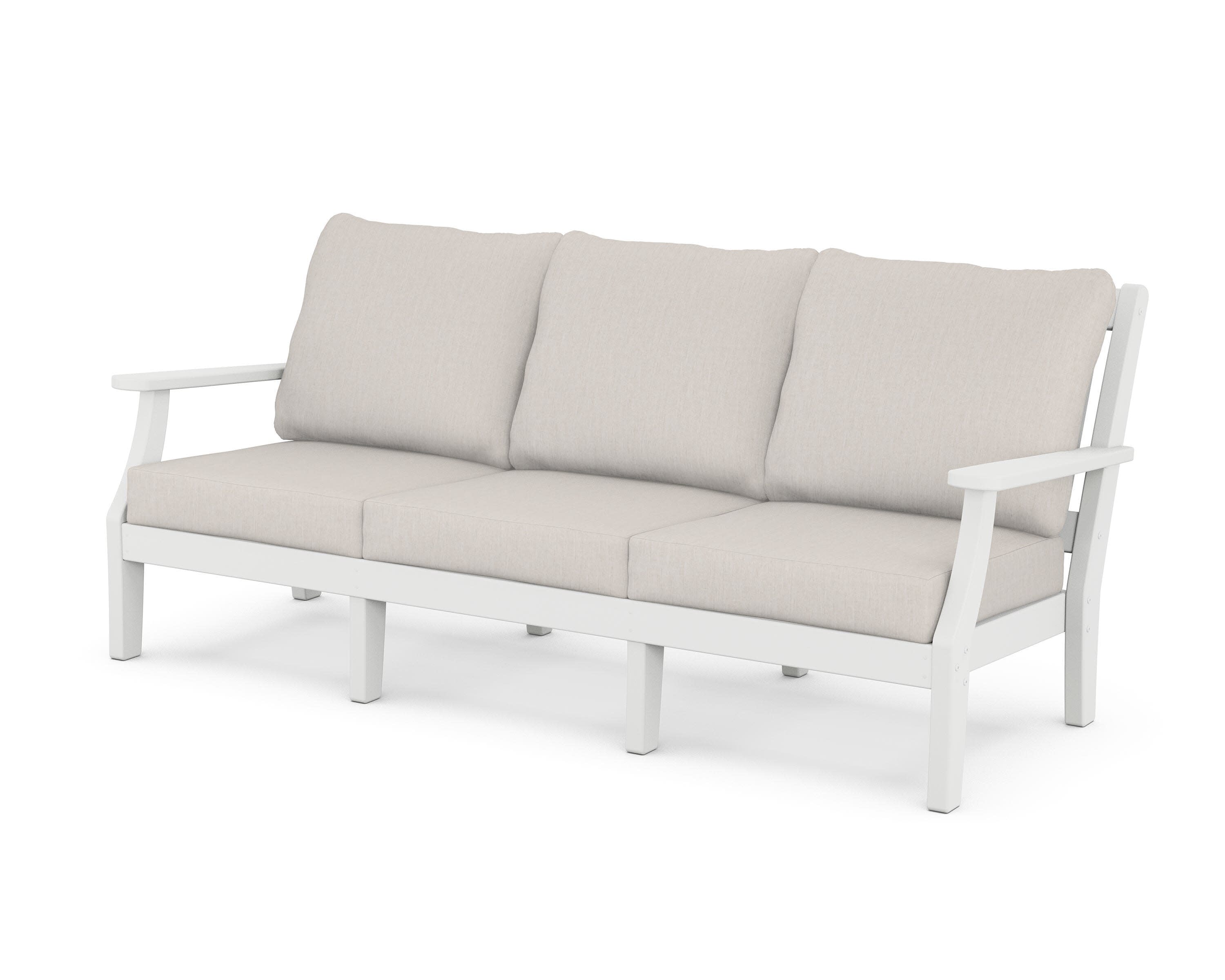 Chinoiserie Deep Seating Sofa in White / Cast Ash