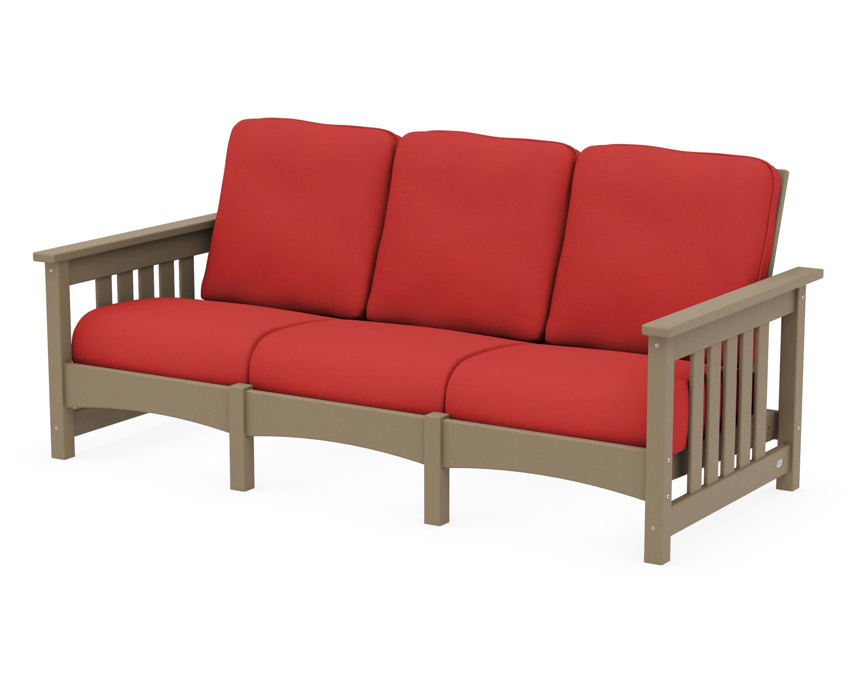 Club Mission Sofa in Vintage Sahara / Crimson Linen