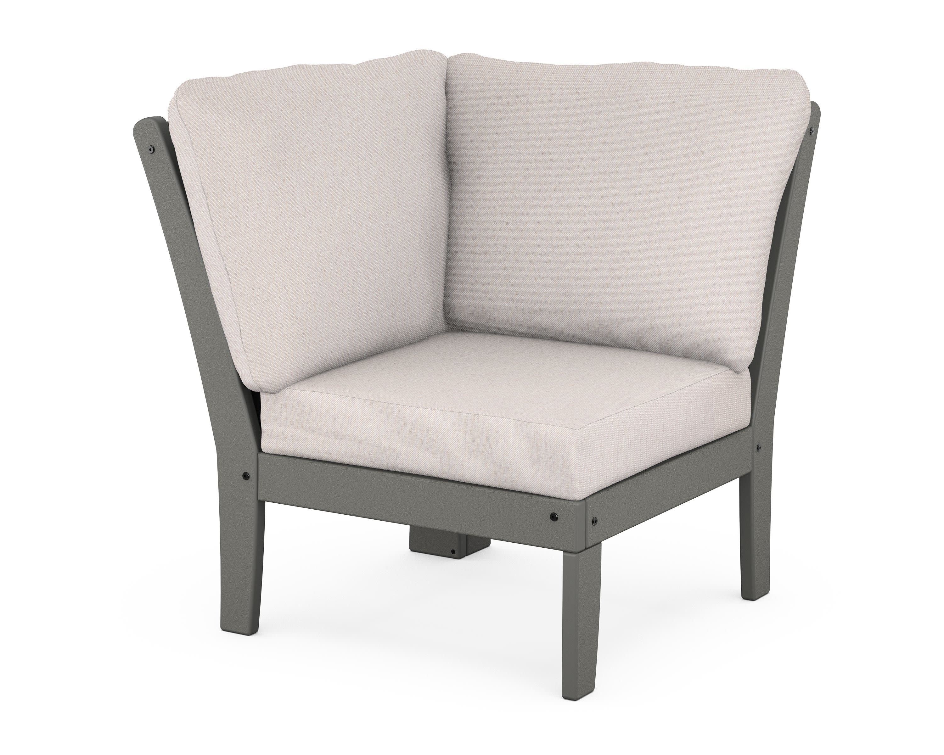 Braxton Modular Corner Chair in Slate Grey / Dune Burlap
