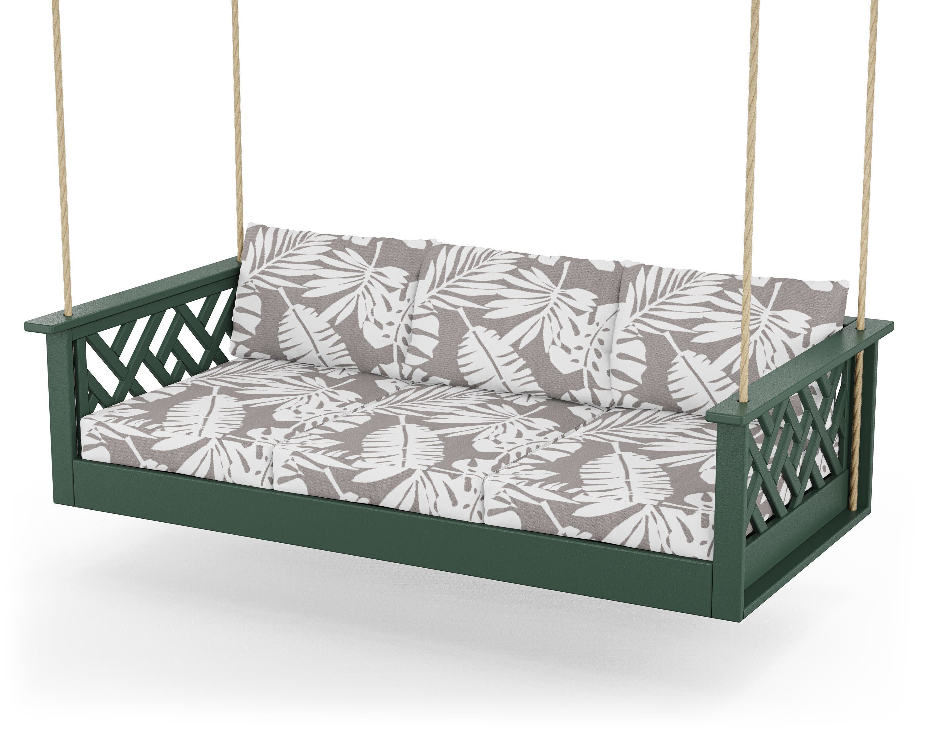 Chippendale Daybed Swing in Green / Leaf Grey Mist