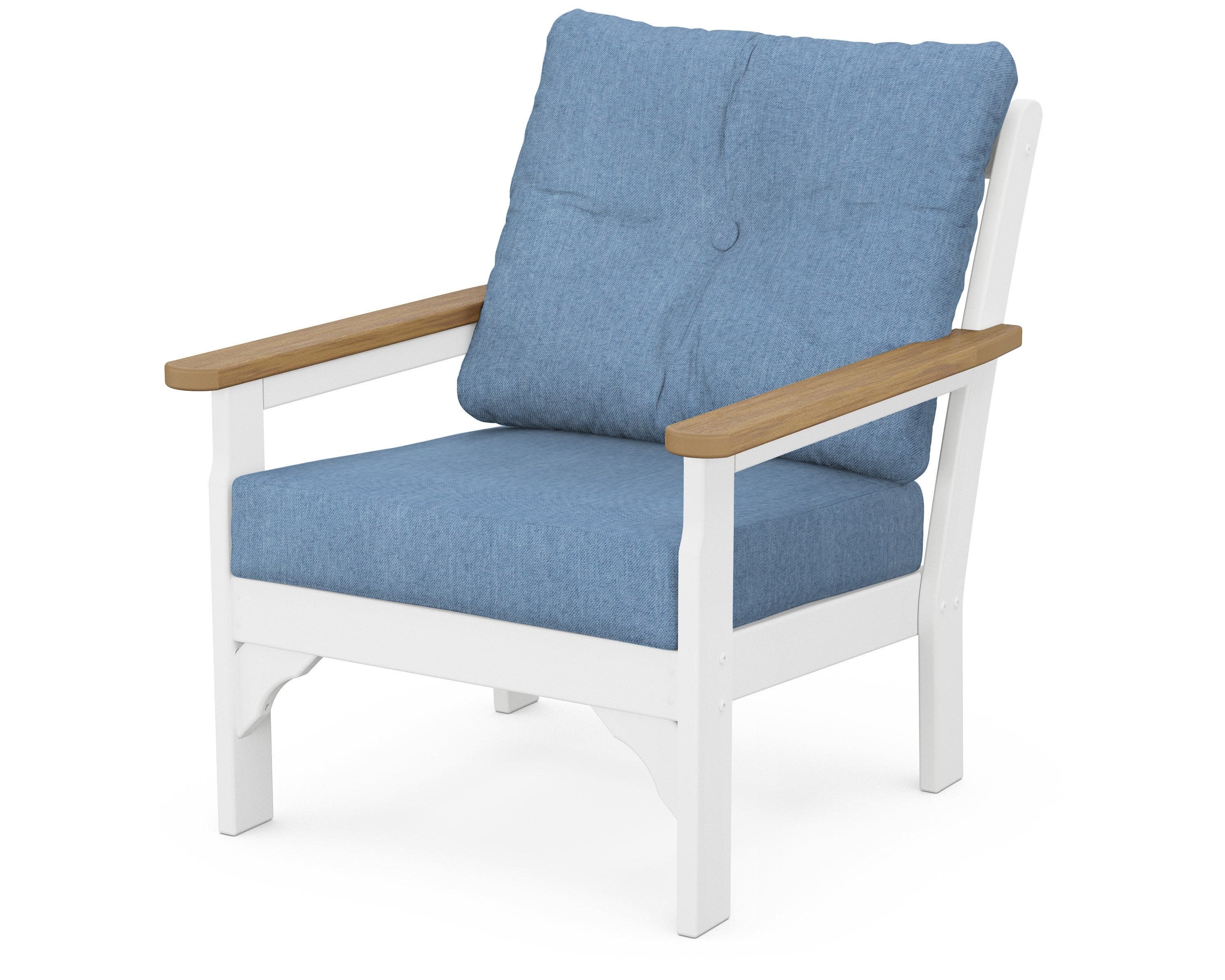 Vineyard Deep Seating Chair in White / Natural / Sky Blue