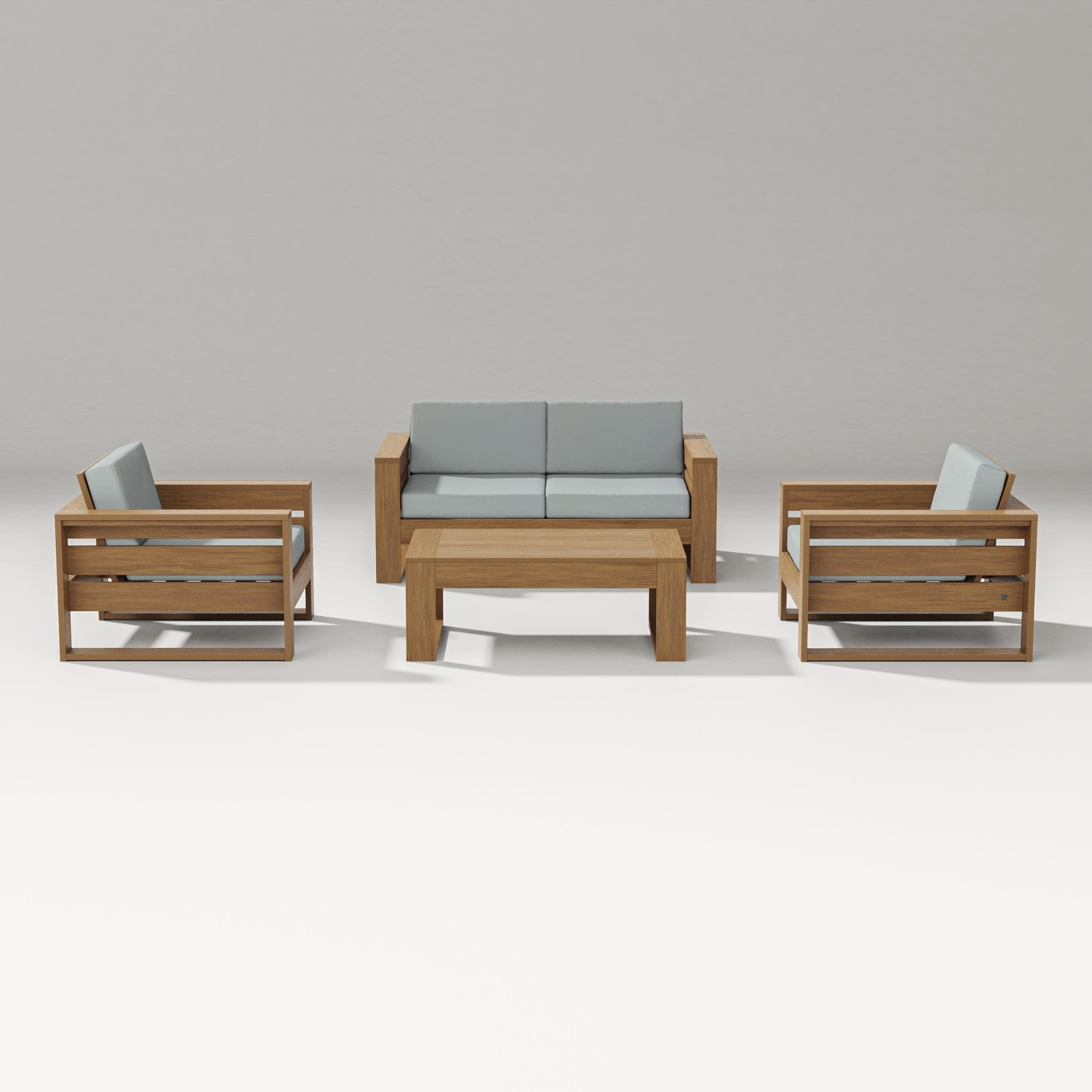 Latitude 4-Piece Lounge Loveseat Set in Natural / Spa
