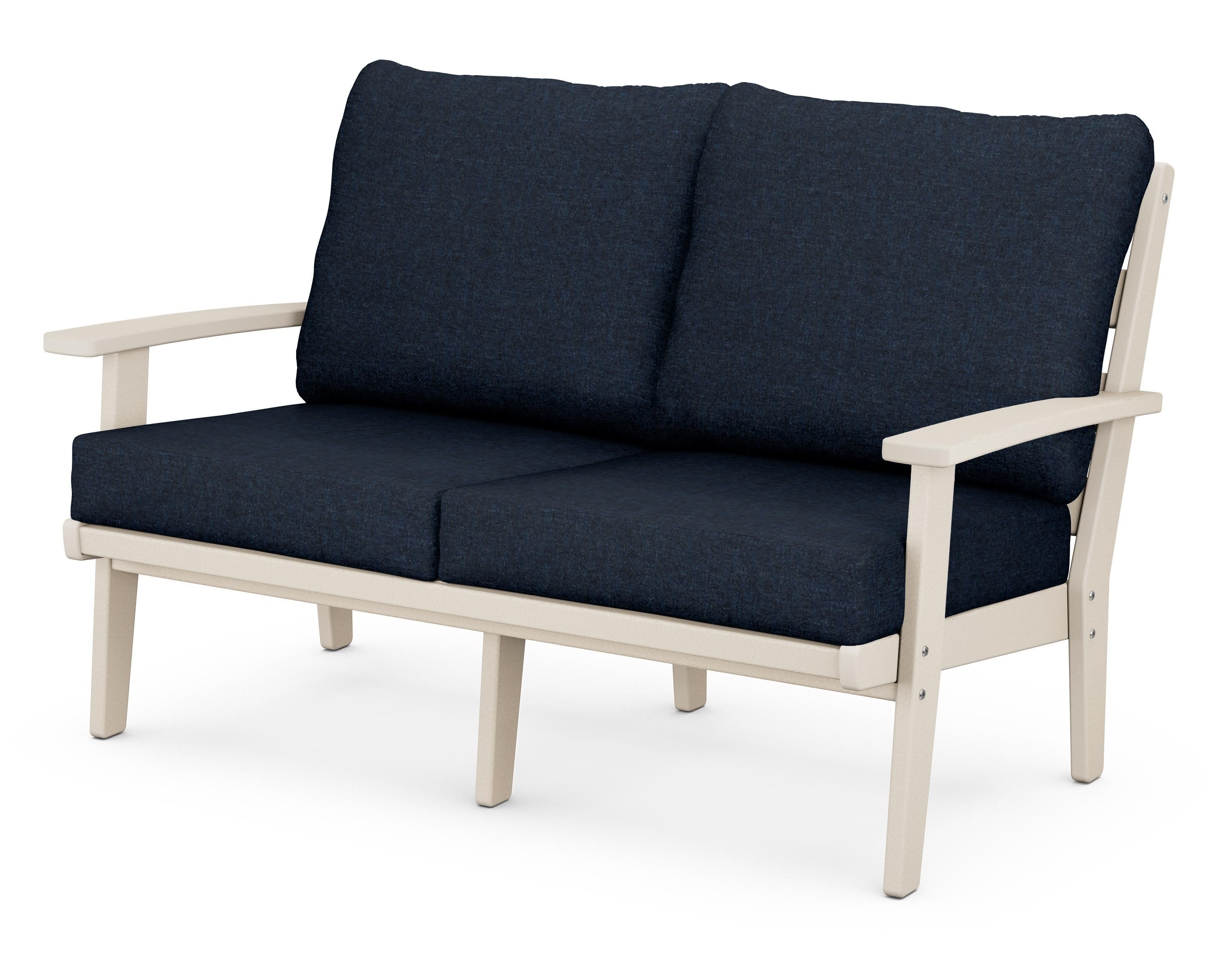 Grant Park Deep Seating Loveseat in Sand / Marine Indigo