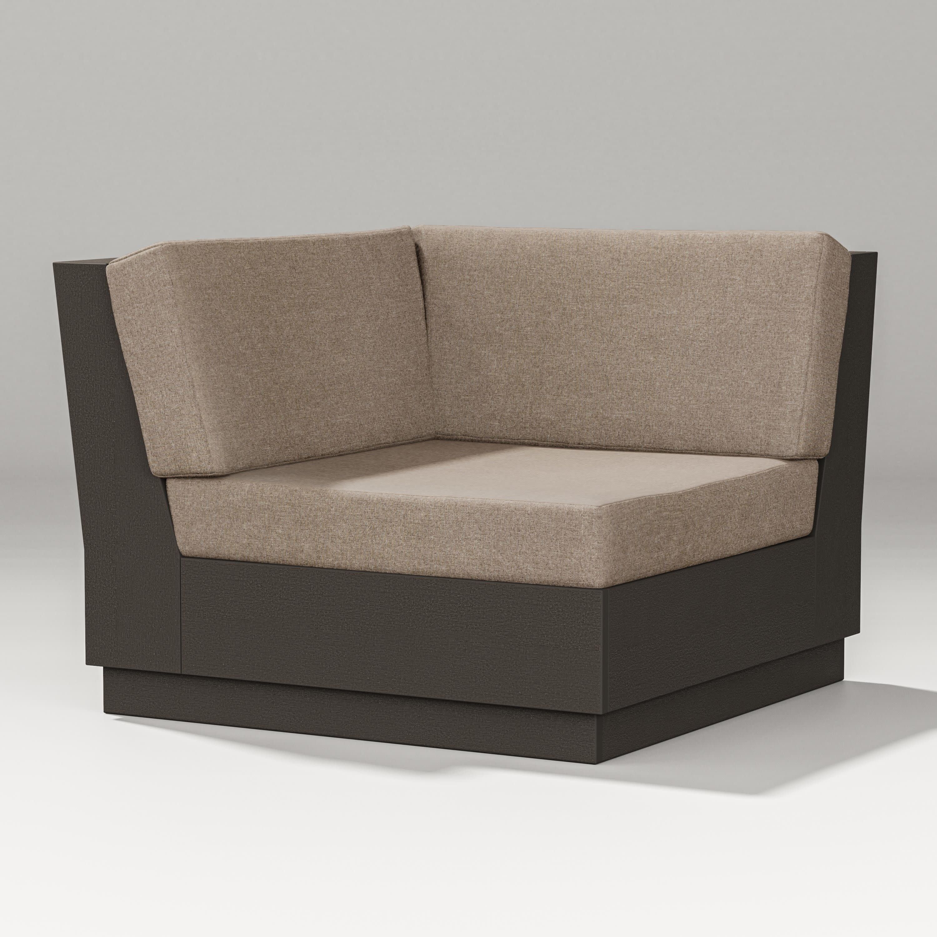 Elevate Modular Corner Chair in Vintage Coffee / Spiced Burlap