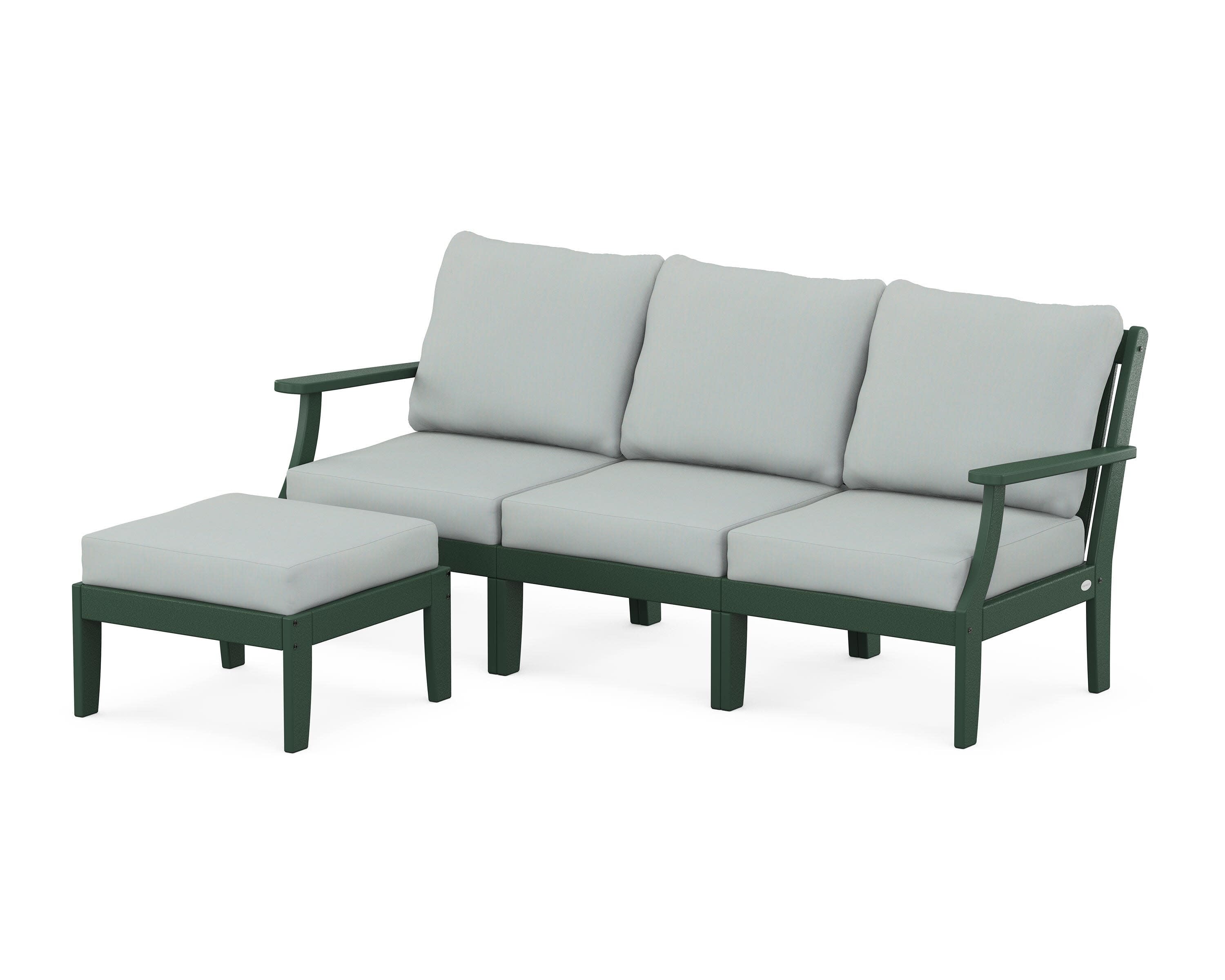 Braxton Modular 4-Piece Deep Seating Set with Ottoman in Green / Spa