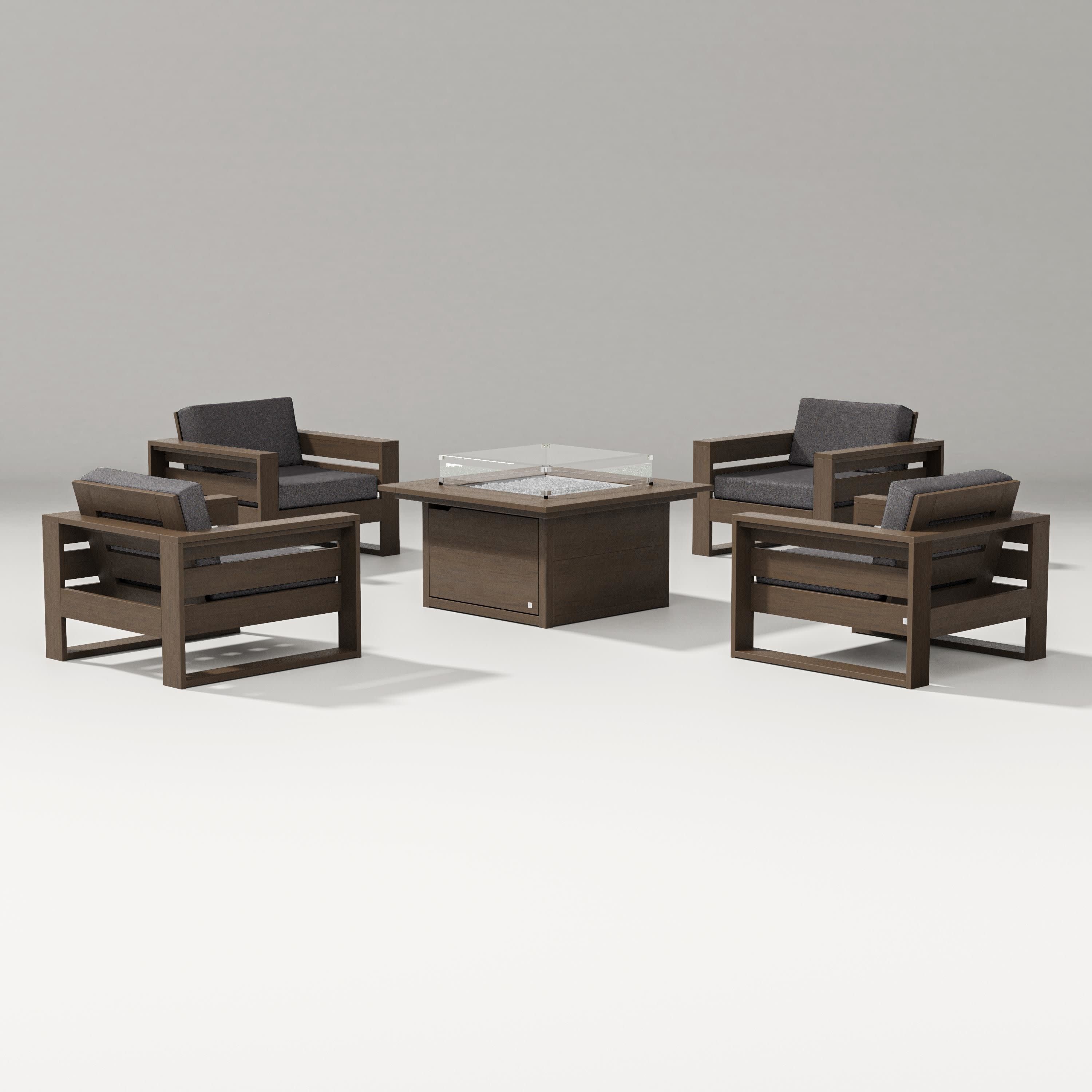 Latitude 5-Piece Lounge Fire Table Set in Kona / Ash Charcoal