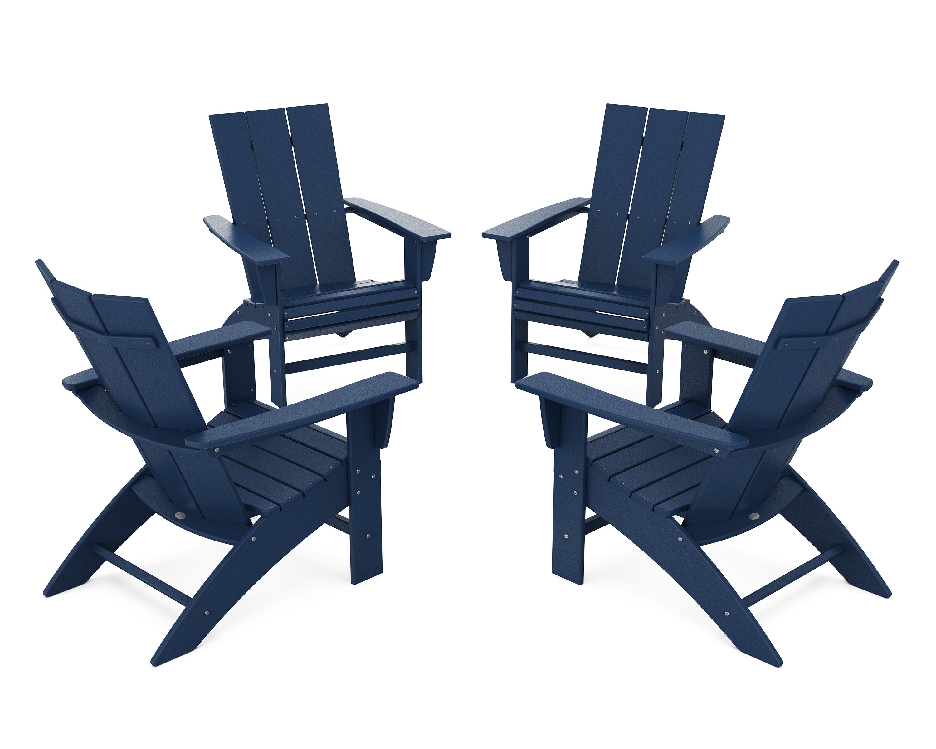 4-Piece Modern Curveback Adirondack Conversation Set in Navy