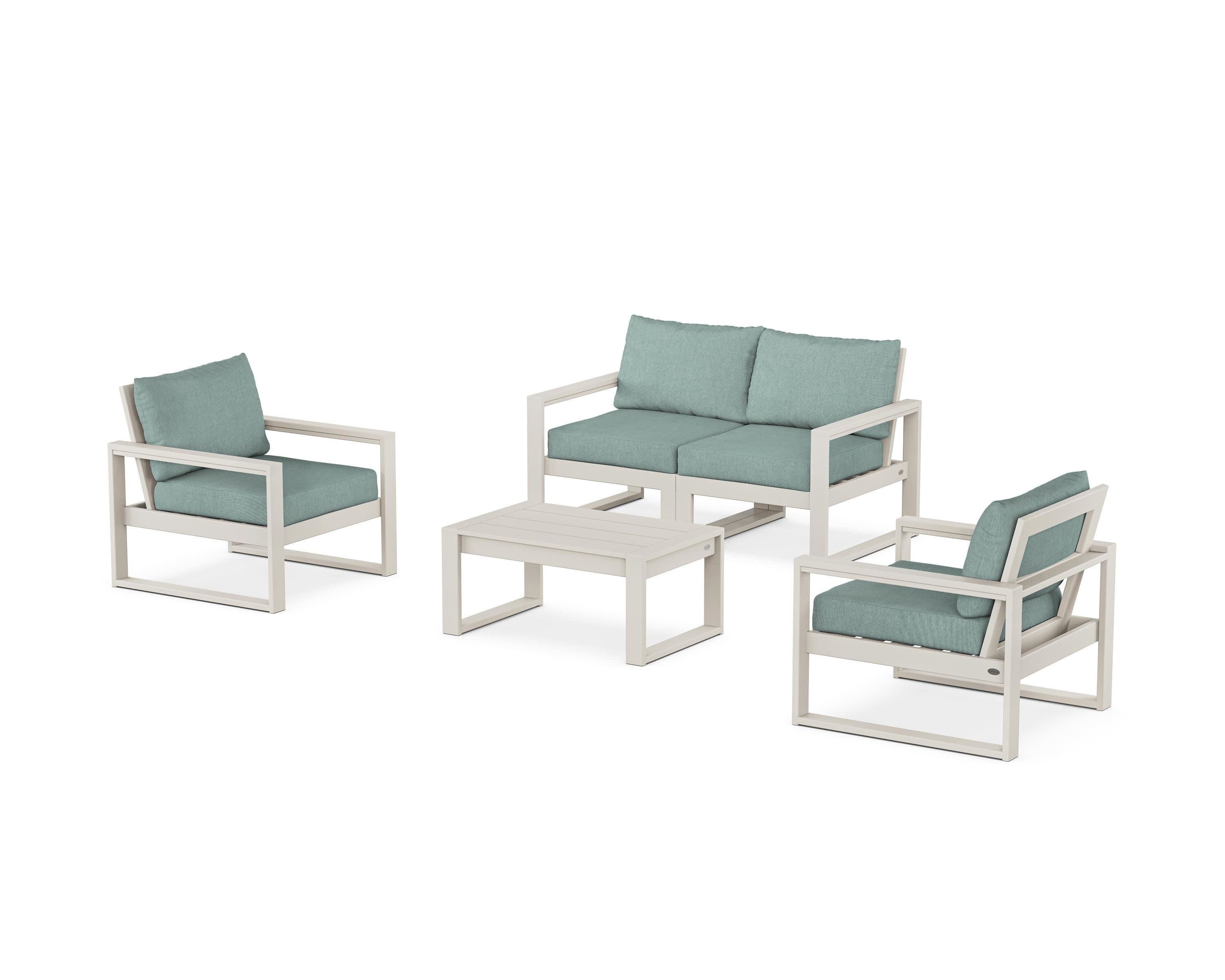 EDGE Sectional 4-Piece Deep Seating Set with Loveseat in Sand / Glacier Spa