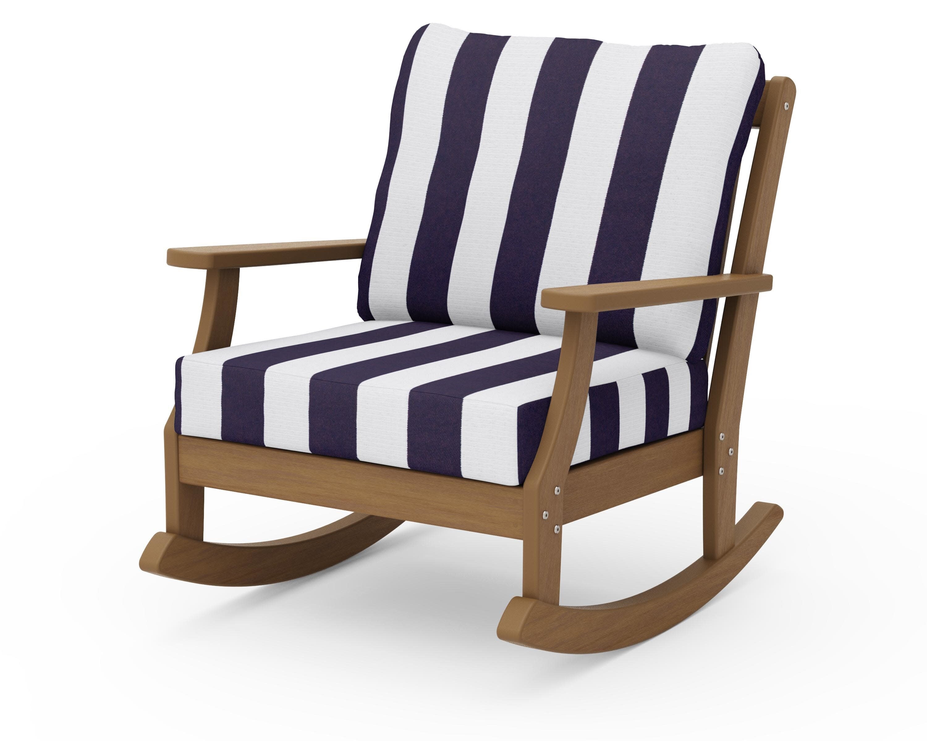 Braxton Deep Seating Rocking Chair in Natural / Cabana Stripe Navy