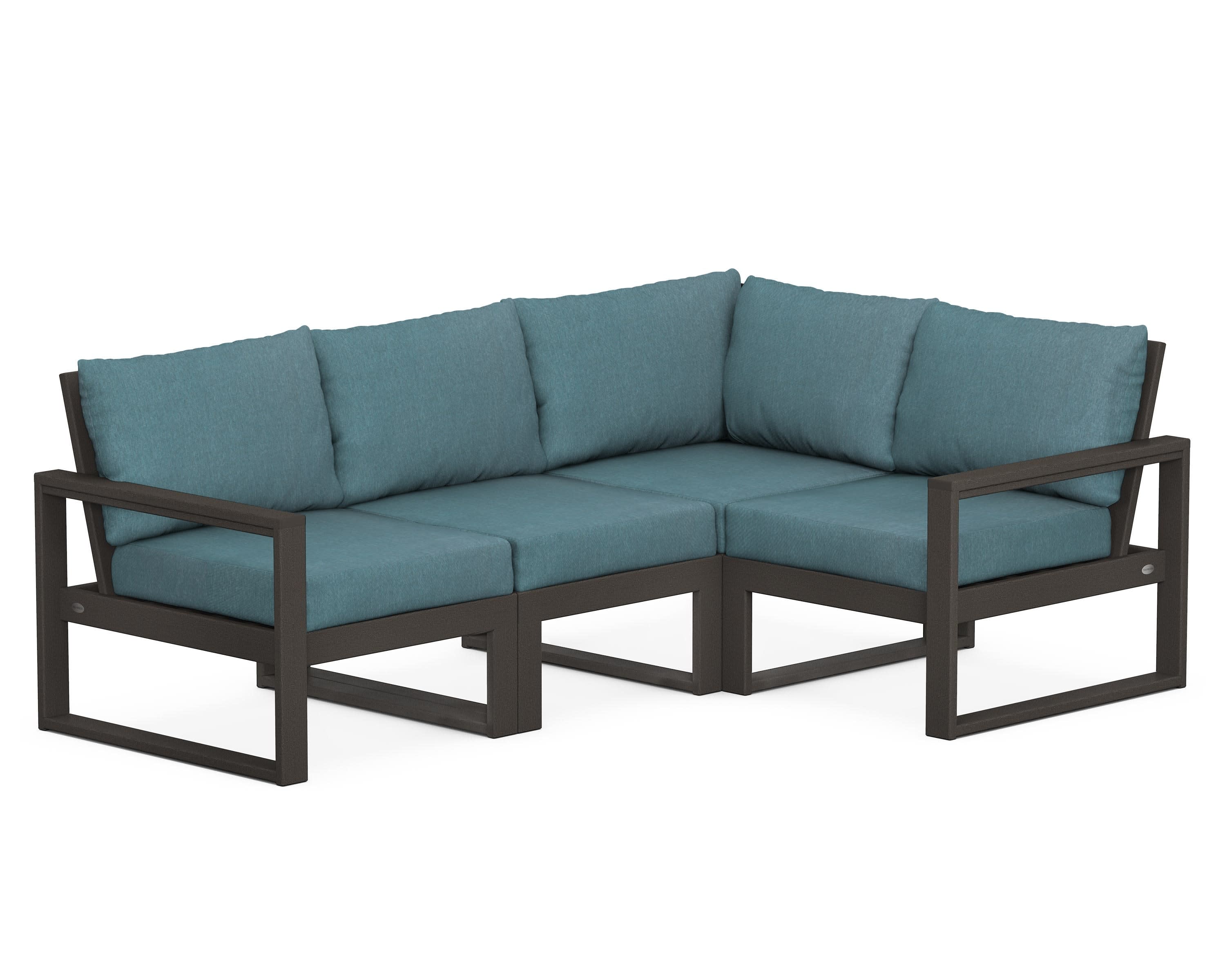 EDGE 4-Piece Modular Deep Seating Set in Vintage Coffee / Ocean Teal