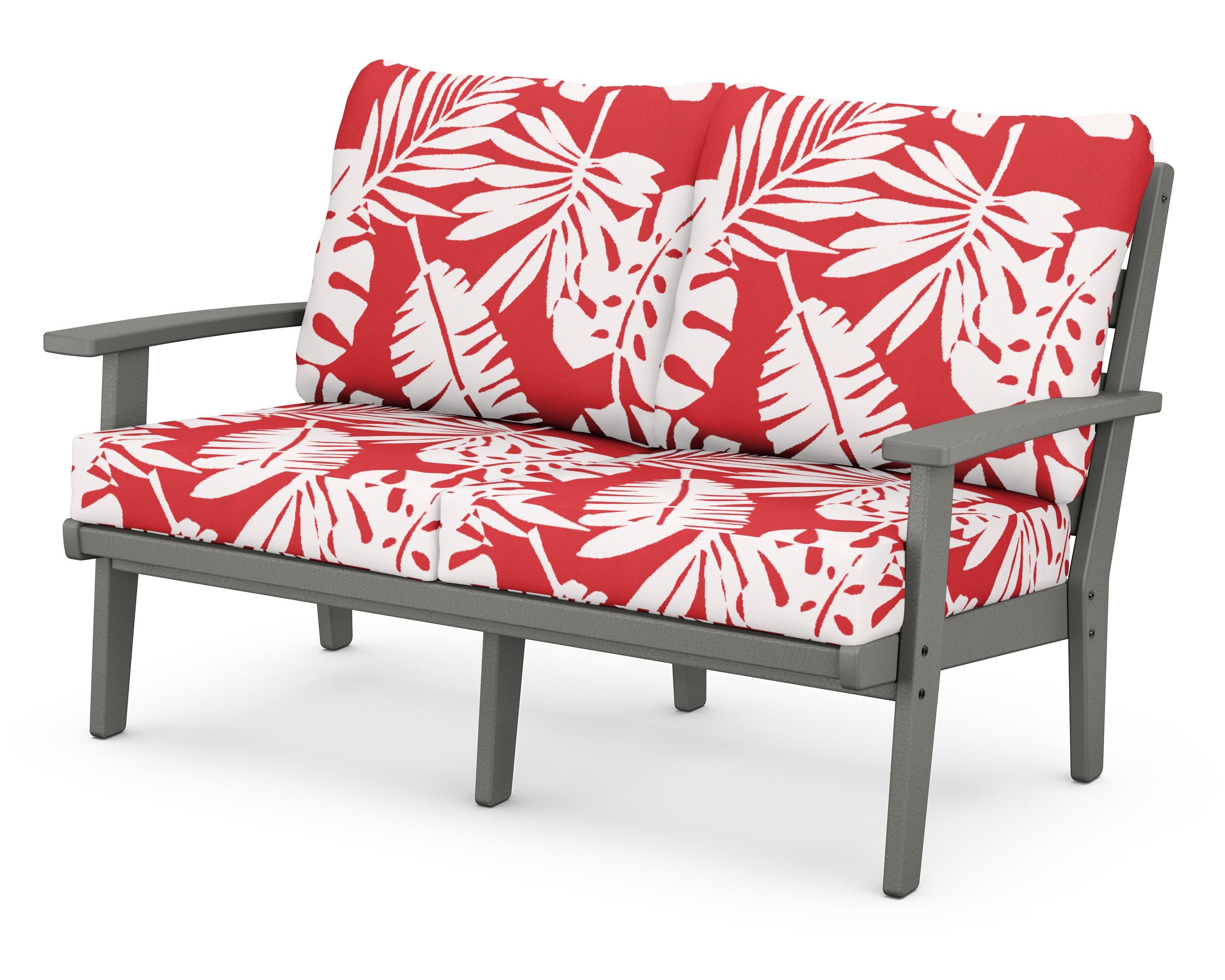 Grant Park Deep Seating Loveseat in Slate Grey / Leaf Crimson