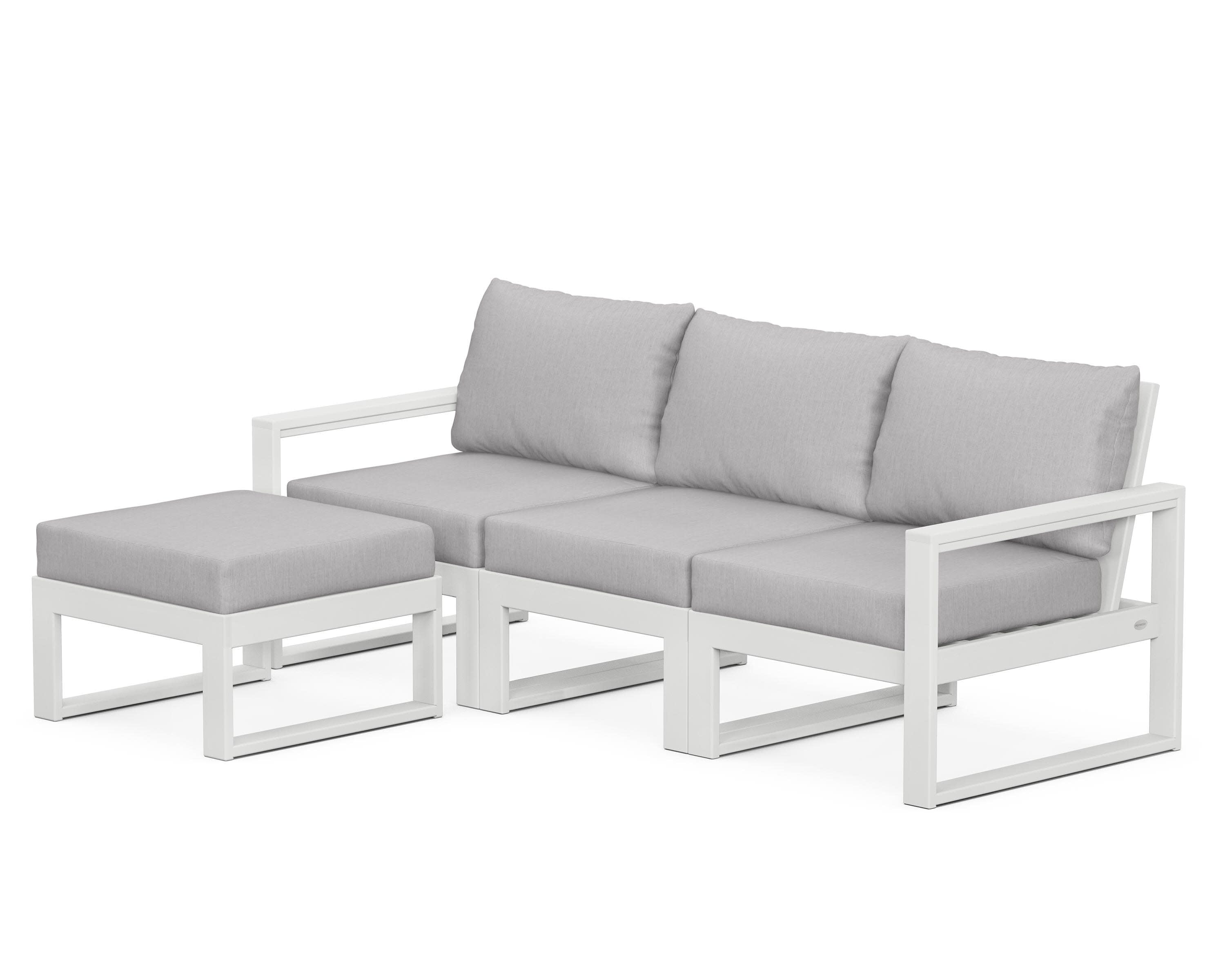 EDGE 4-Piece Modular Deep Seating Set with Ottoman in White / Granite